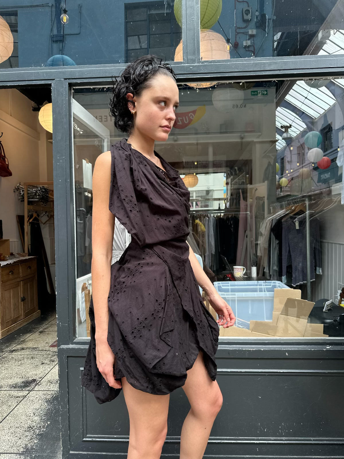All Saints black broiderie dress