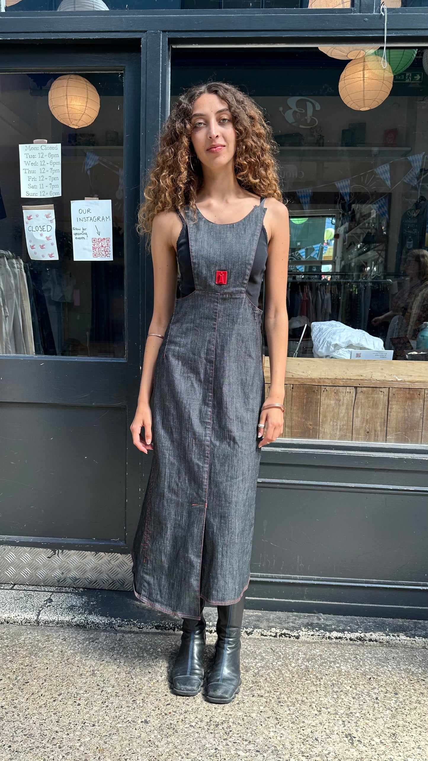 Cop.copine denim dungaree style dress