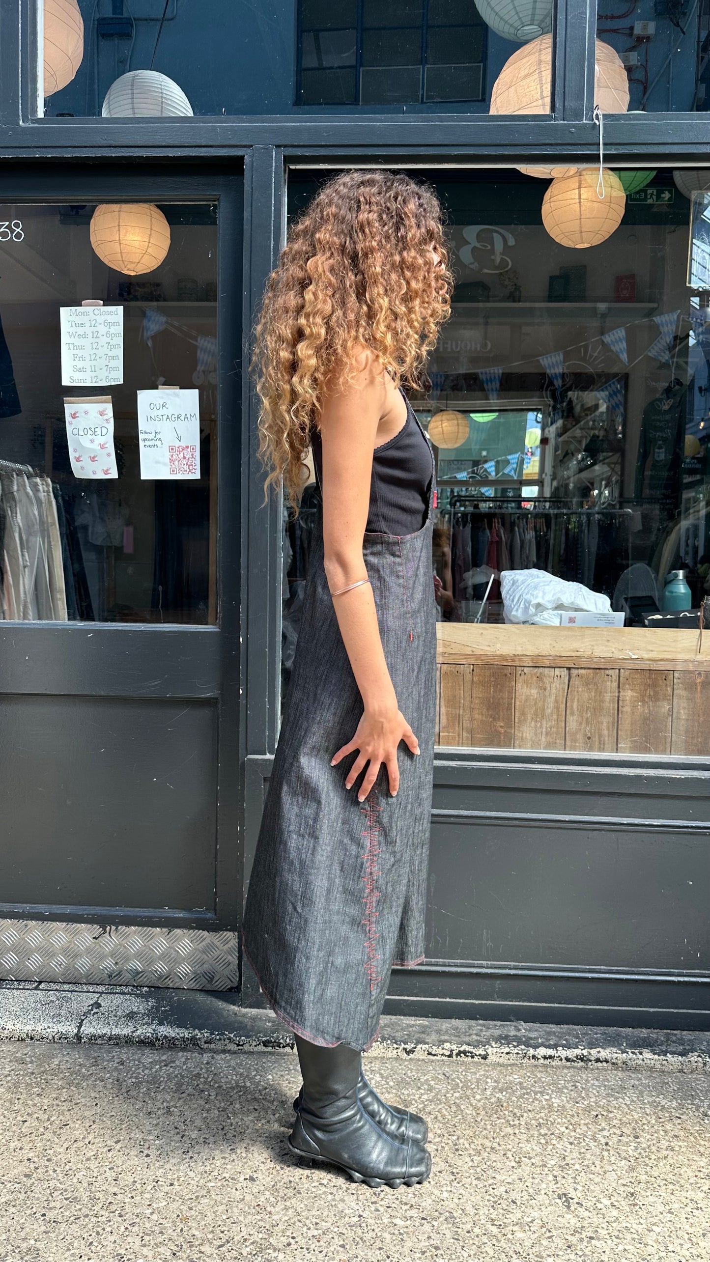 Cop.copine denim dungaree style dress