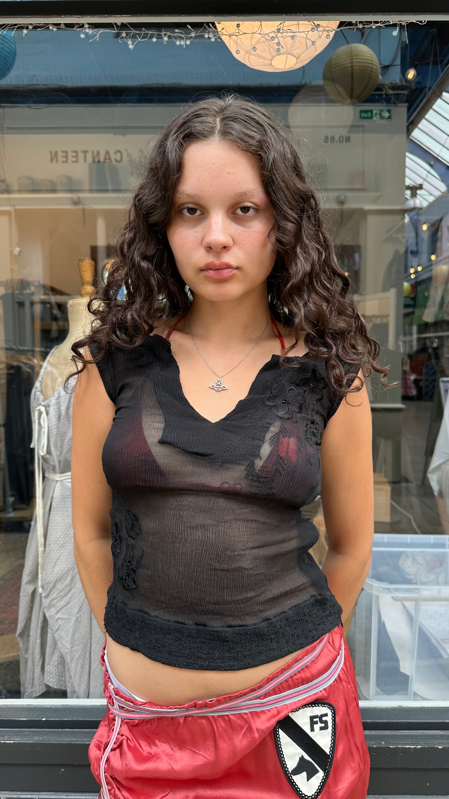 Black sheer chiffon top