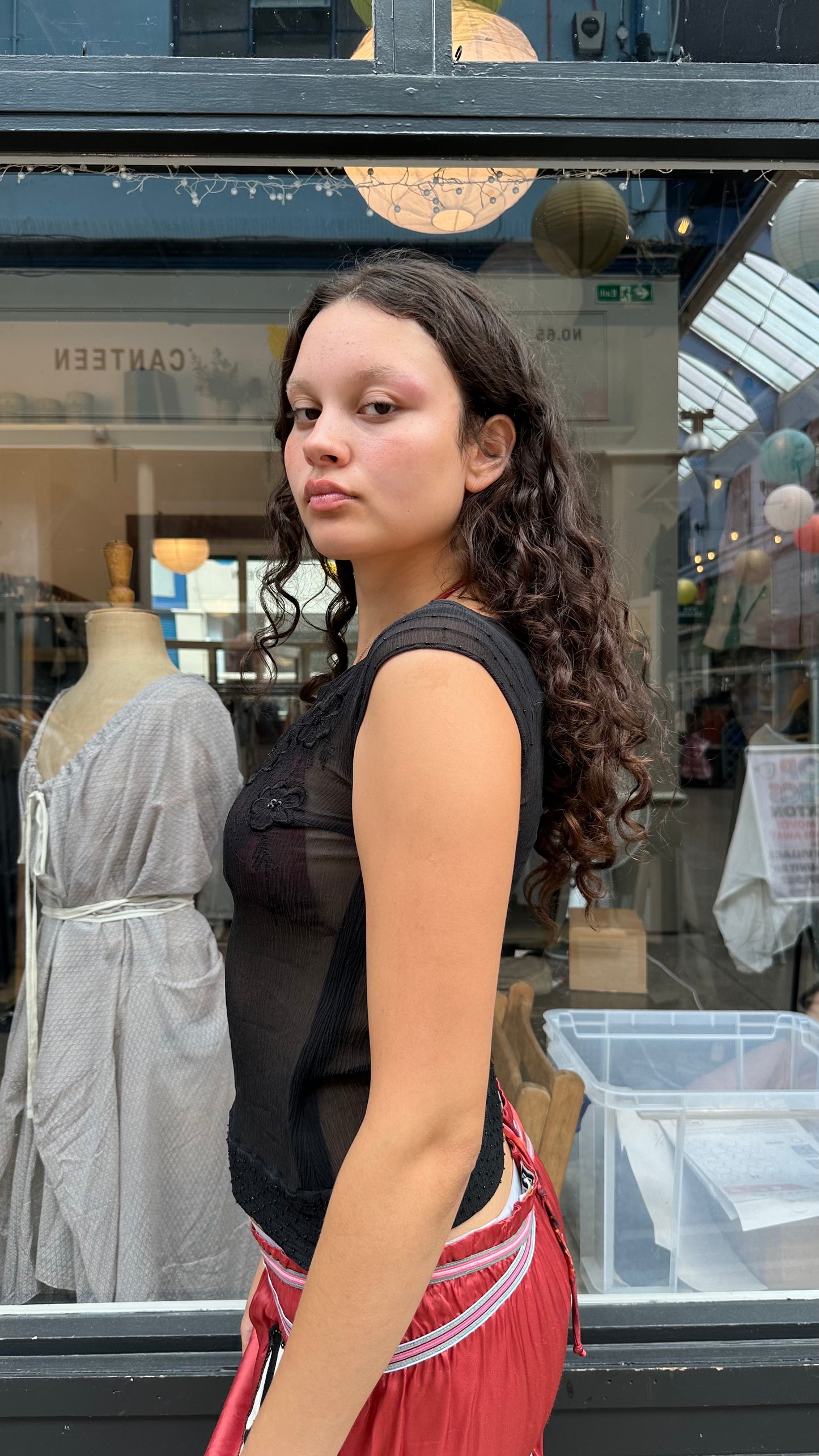Black sheer chiffon top