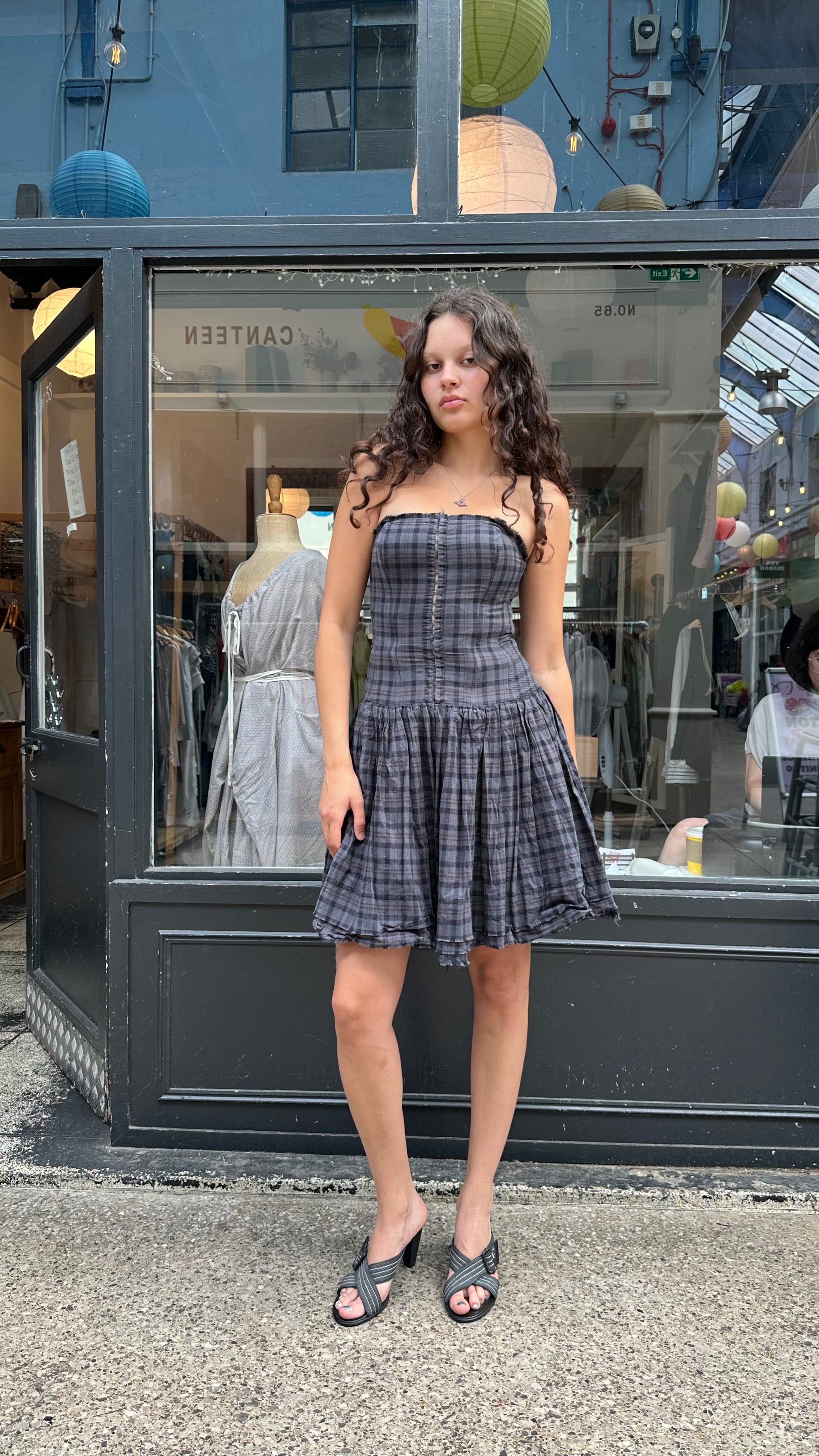 All saints grey and black tartan corset dress