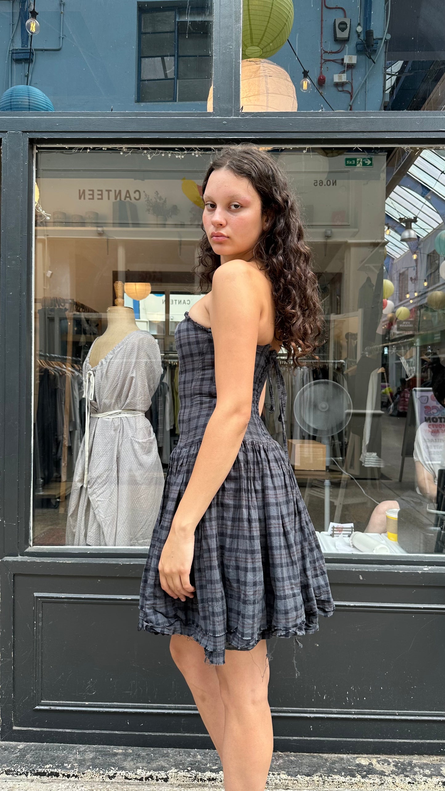 All saints grey and black tartan corset dress