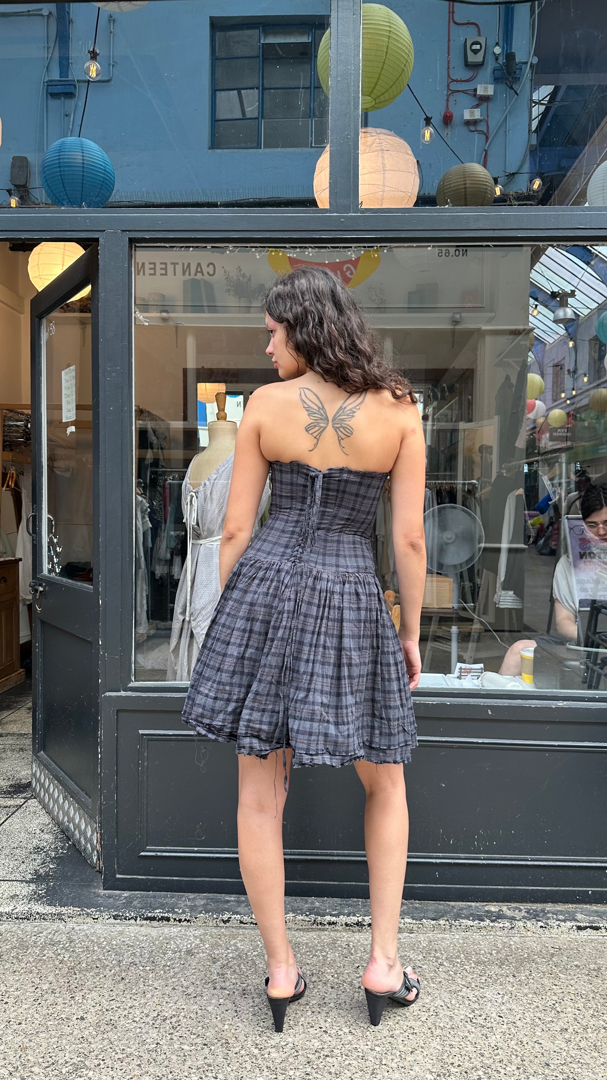 All saints grey and black tartan corset dress