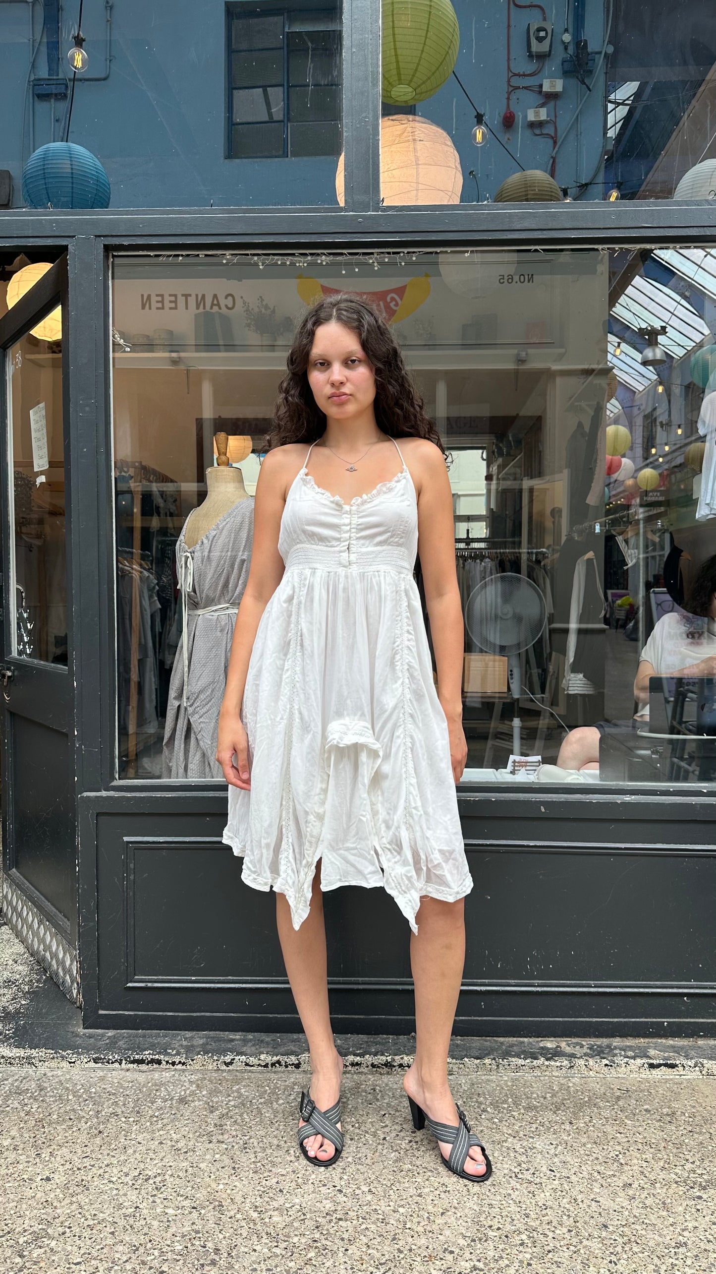 White 100% cotton halter neck dress