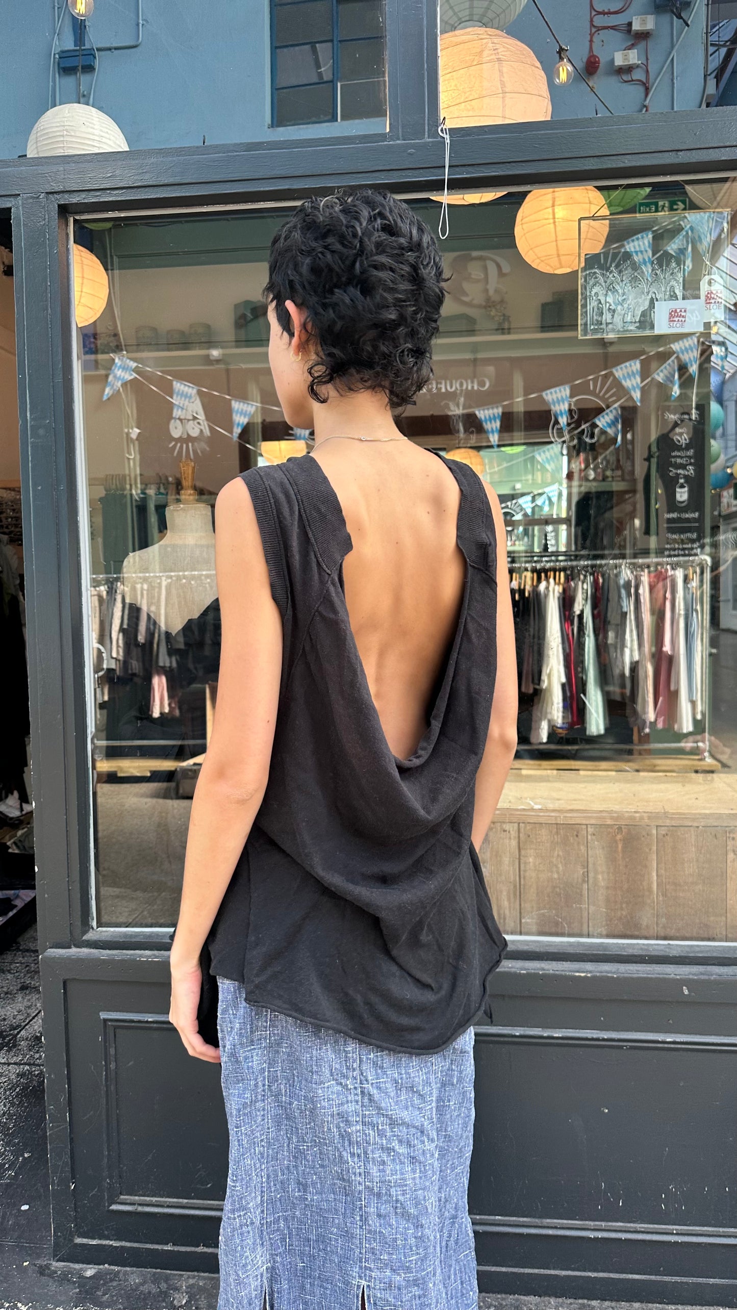 ALL SAINTS black scoop neck tunic top