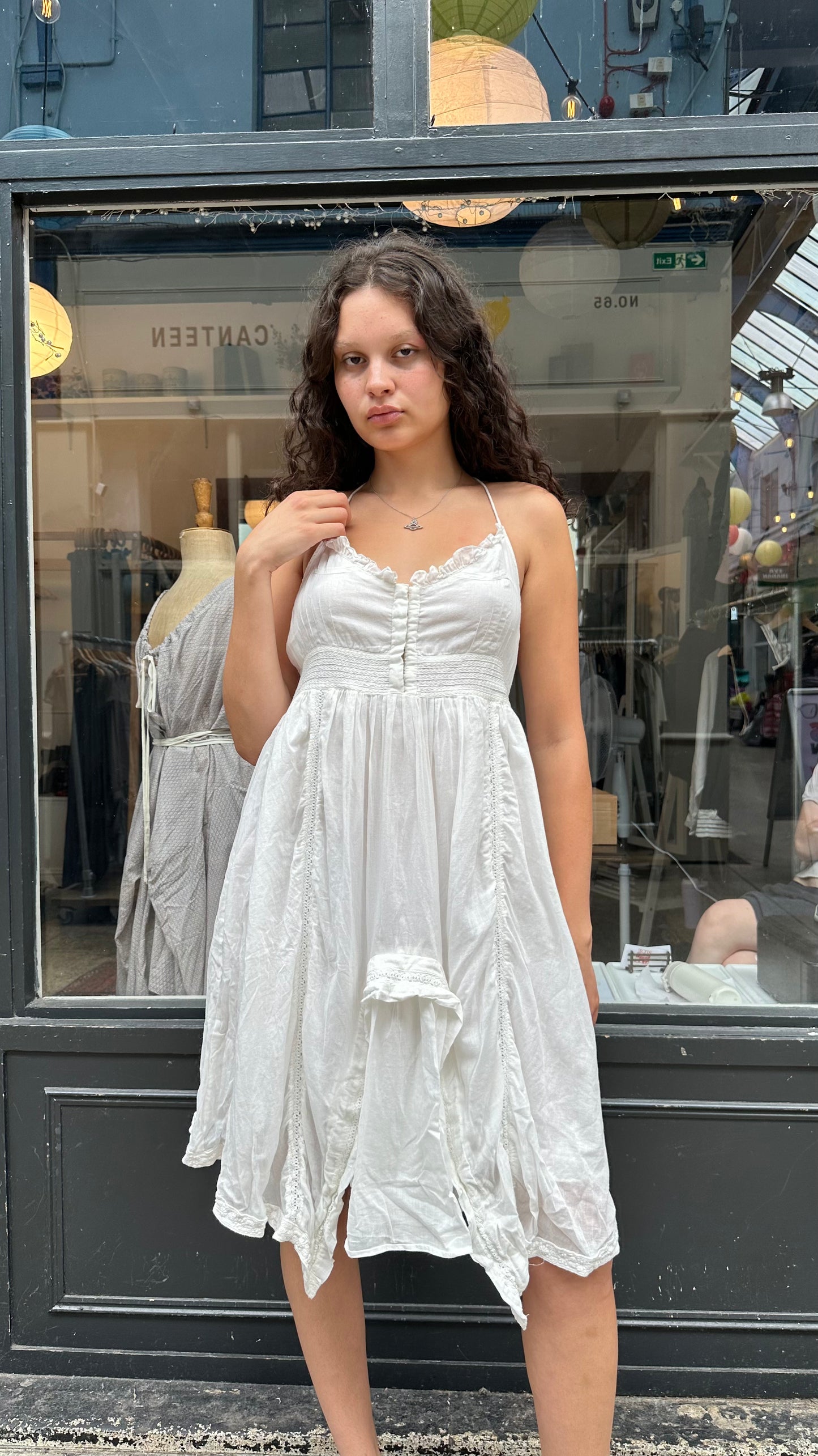 White 100% cotton halter neck dress