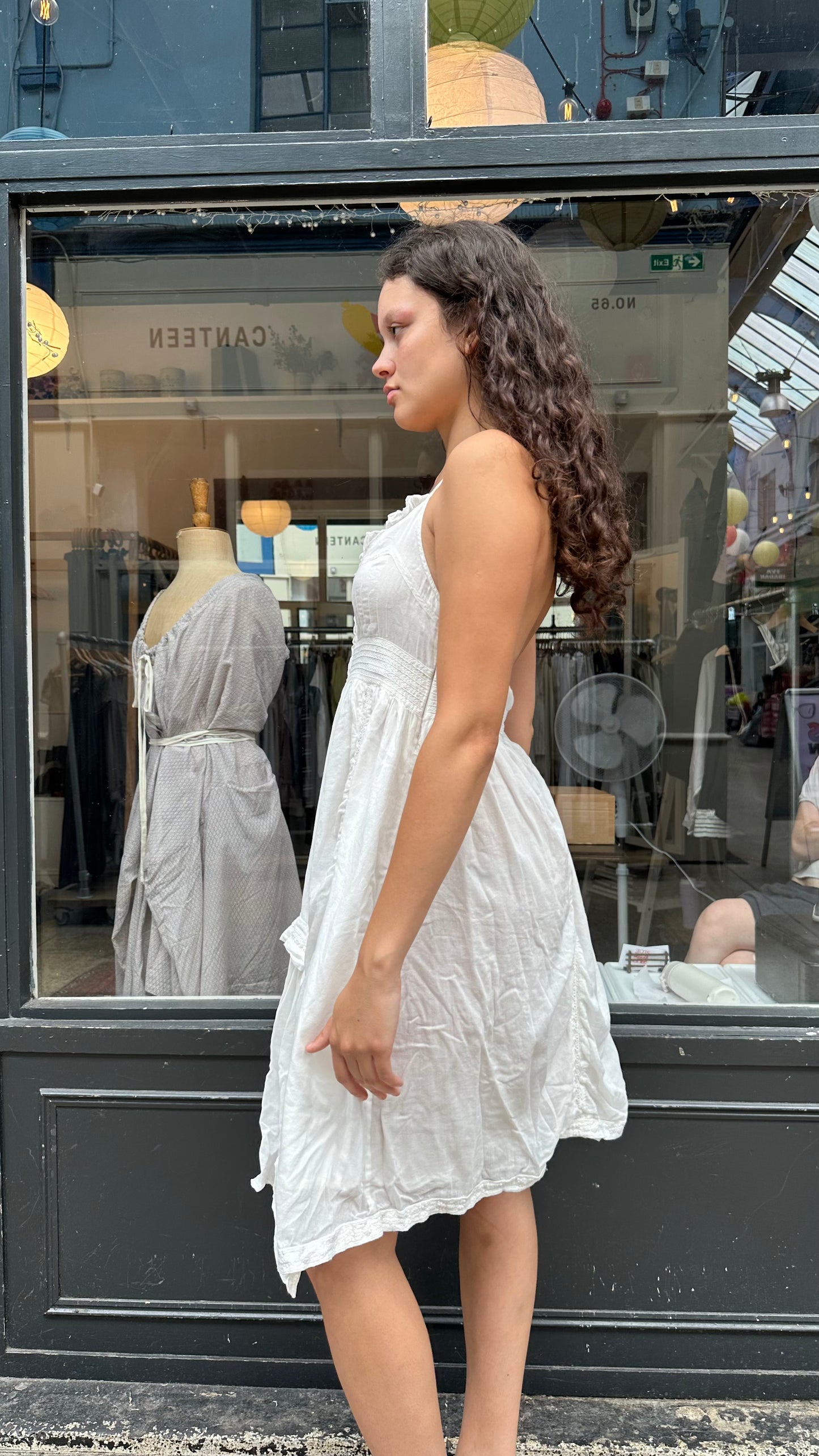 White 100% cotton halter neck dress
