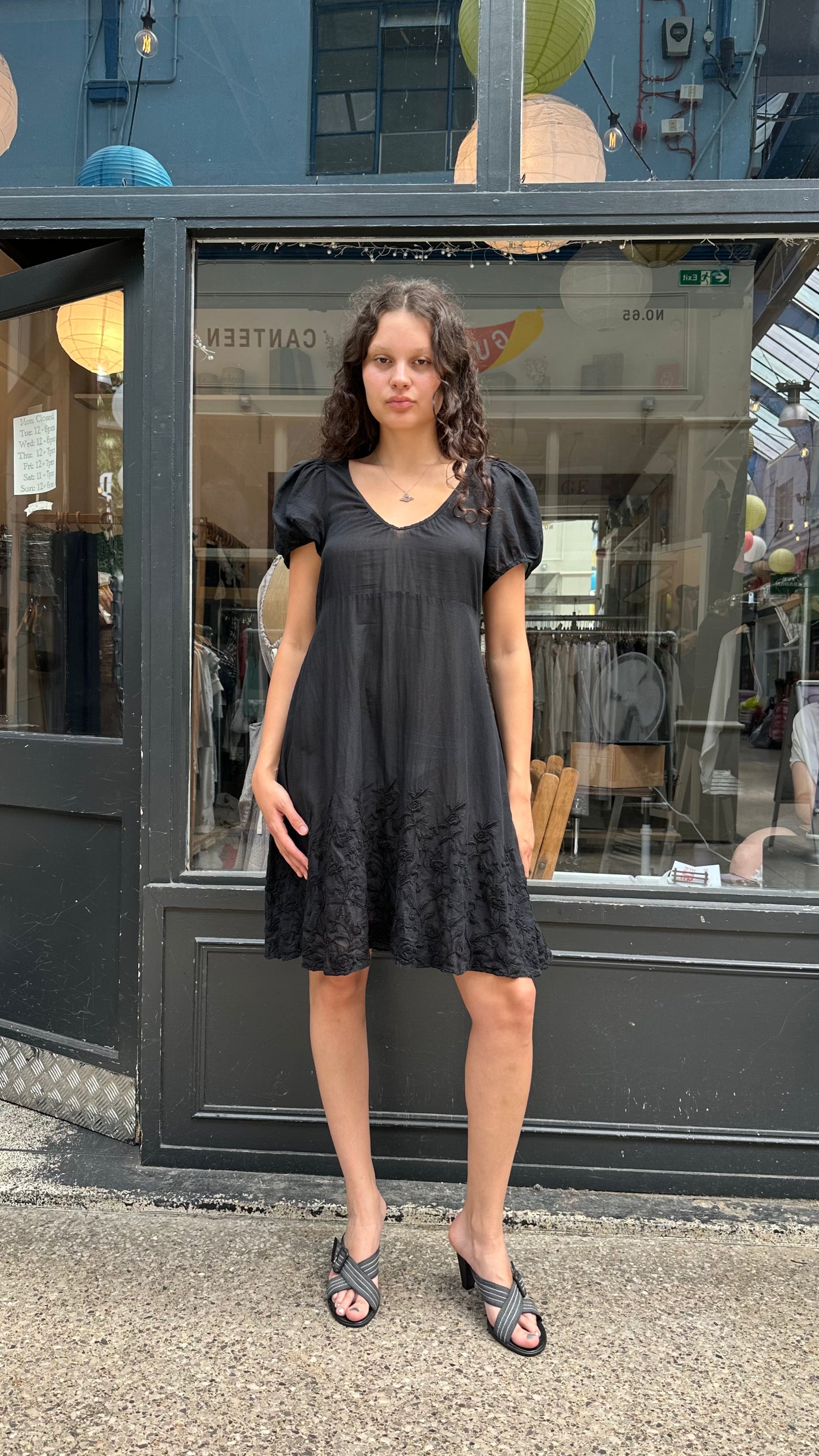 Black cotton baby doll dress