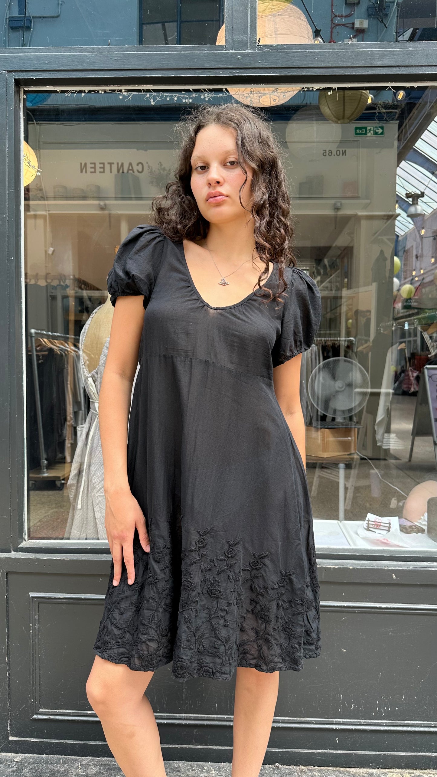 Black cotton baby doll dress