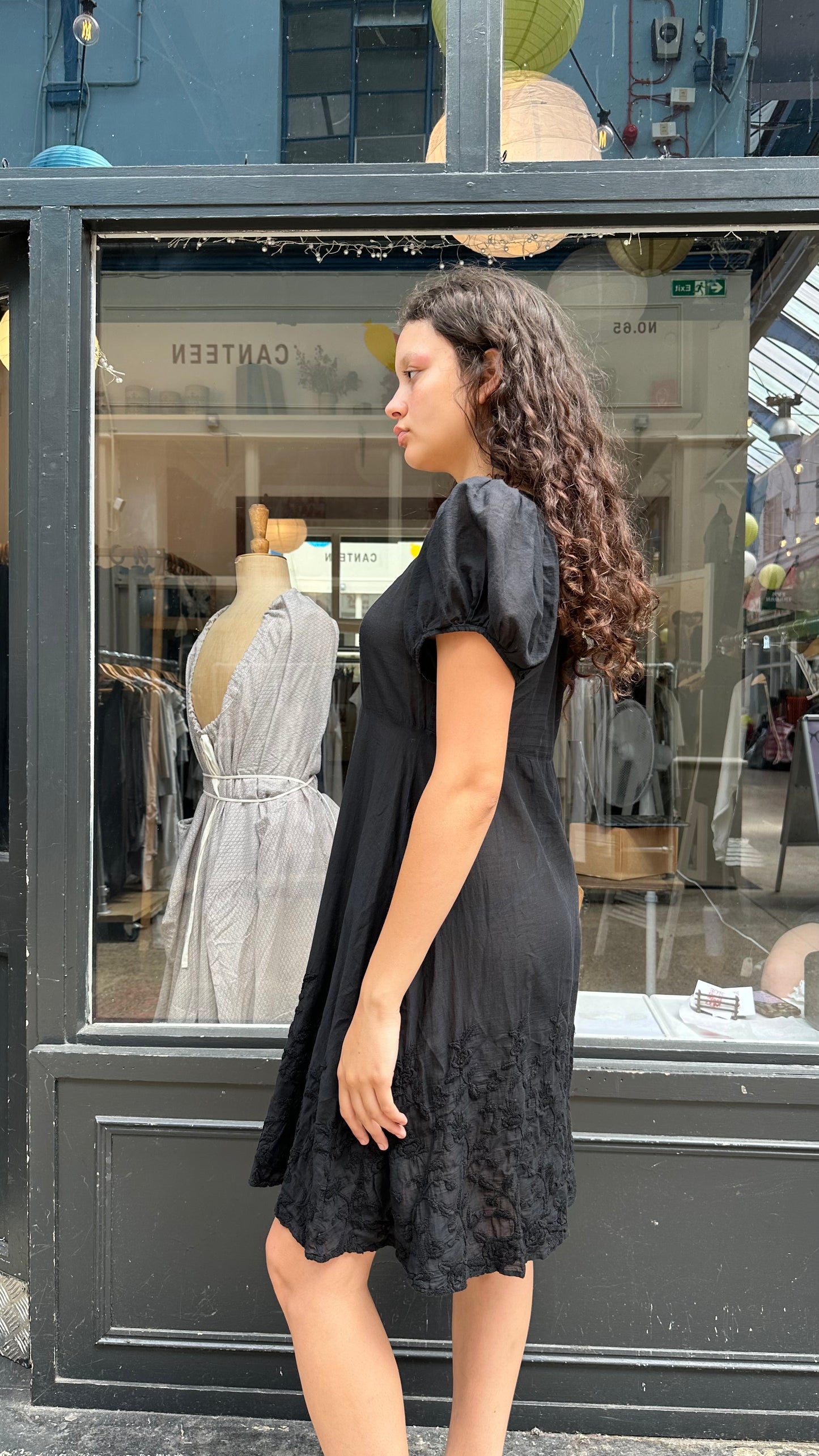 Black cotton baby doll dress