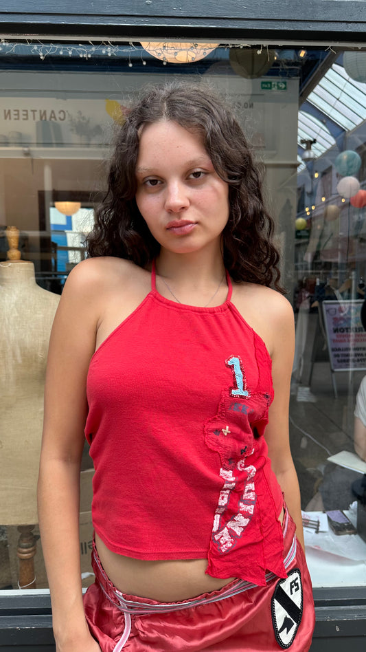 Red halter neck