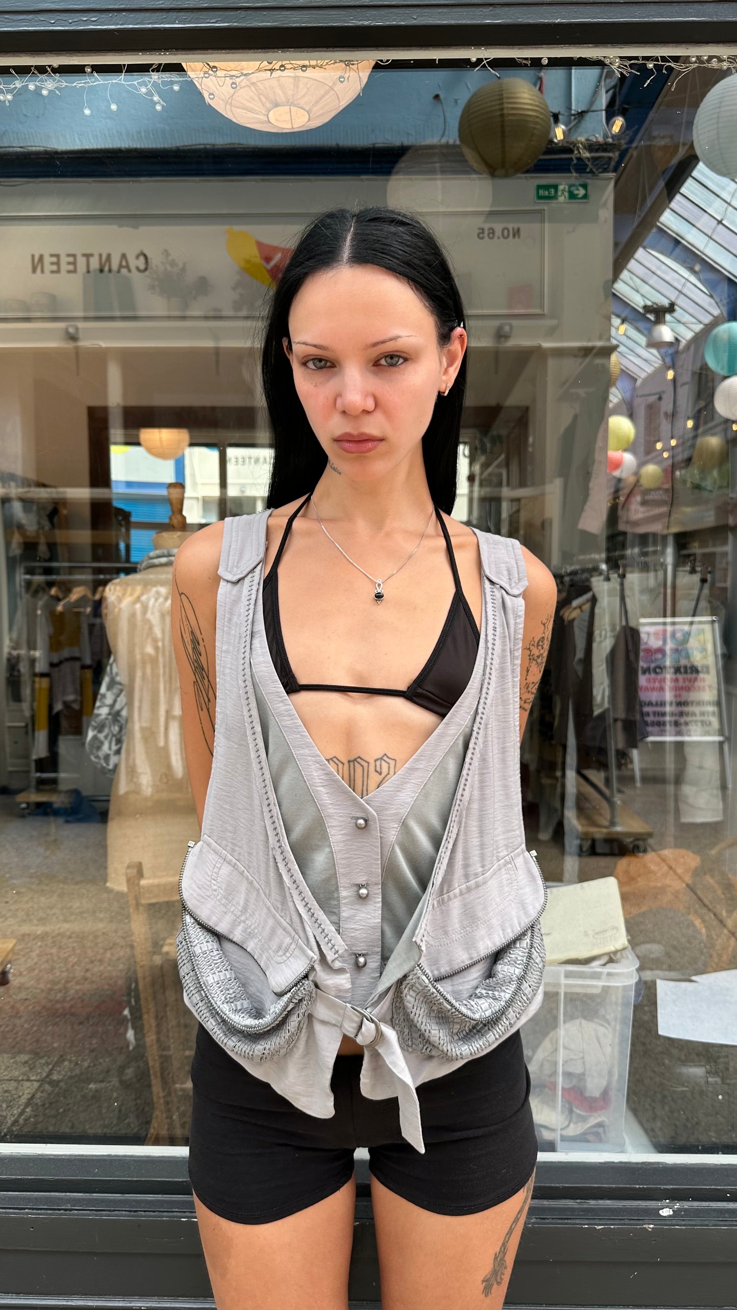 Grey utility vest