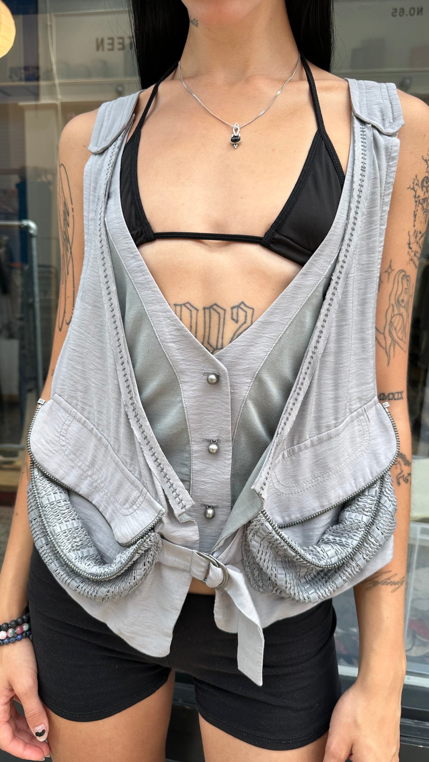 Grey utility vest