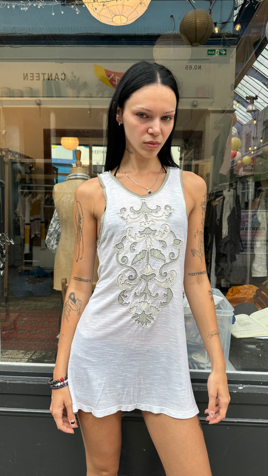 White beaded tank top