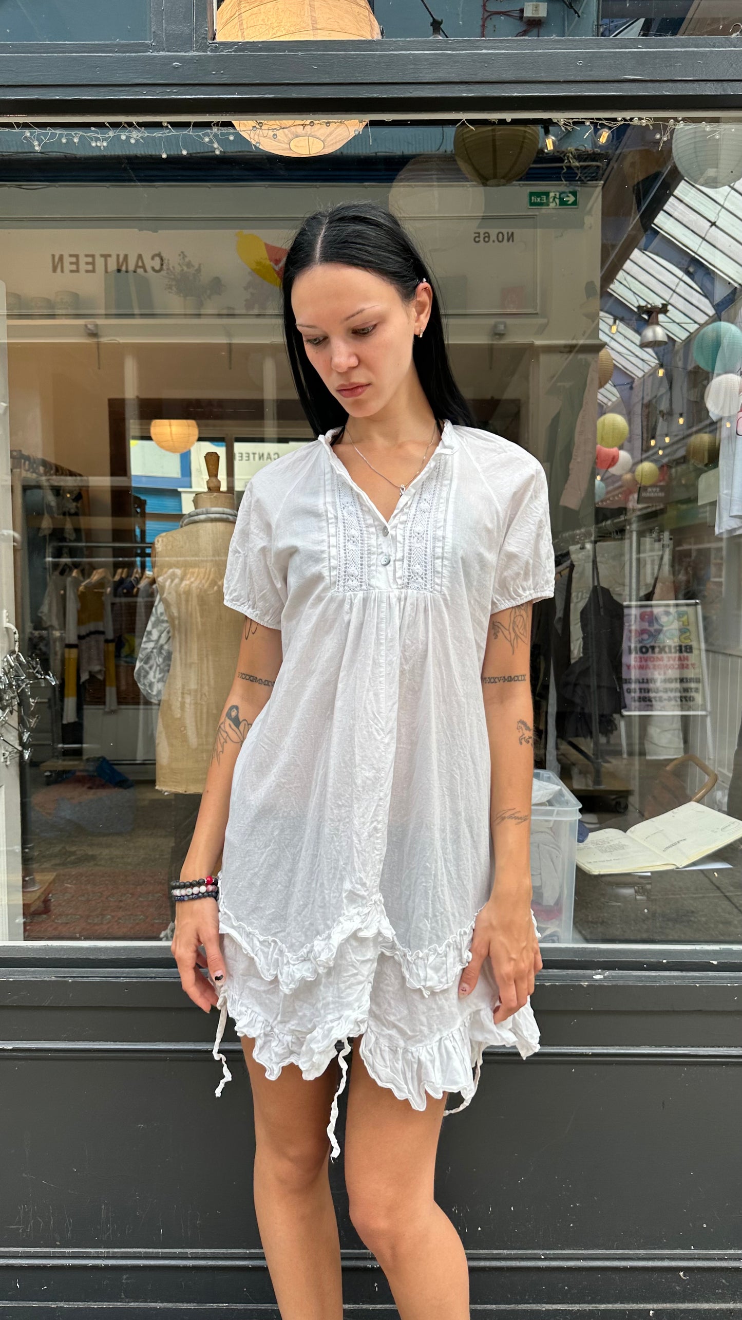 White 100% cotton babydoll dress