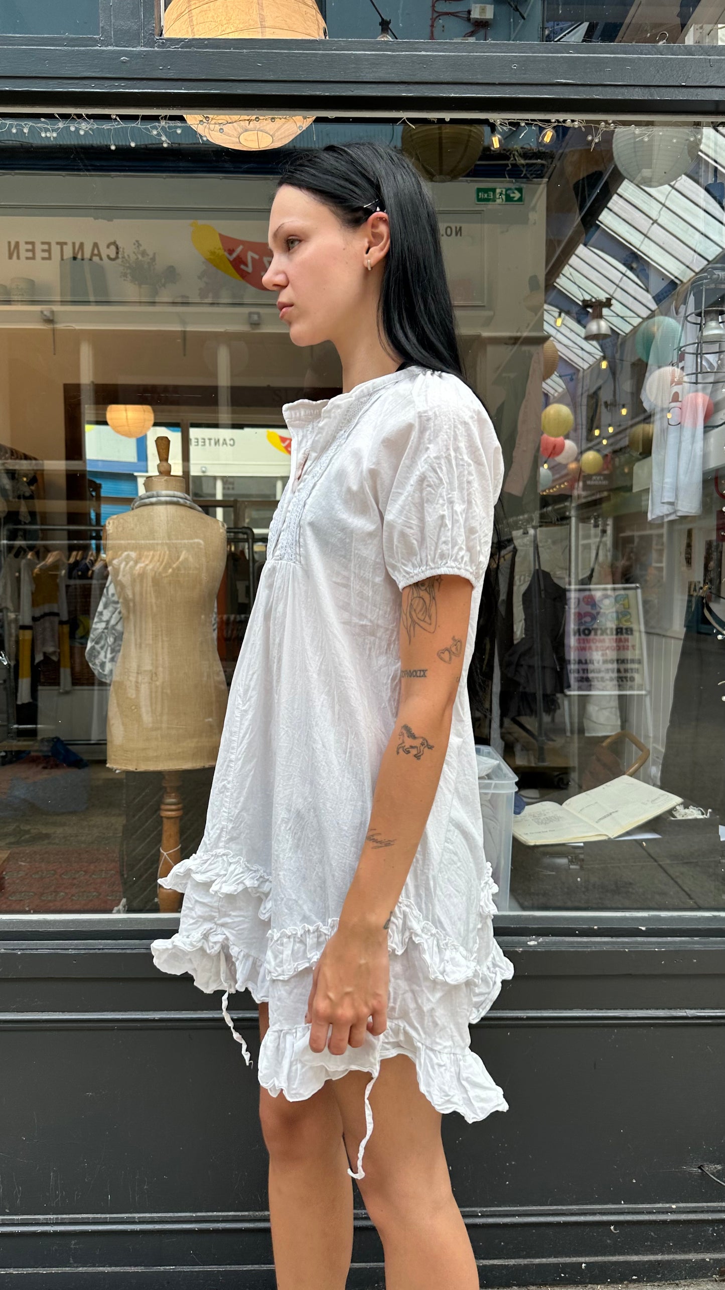White 100% cotton babydoll dress