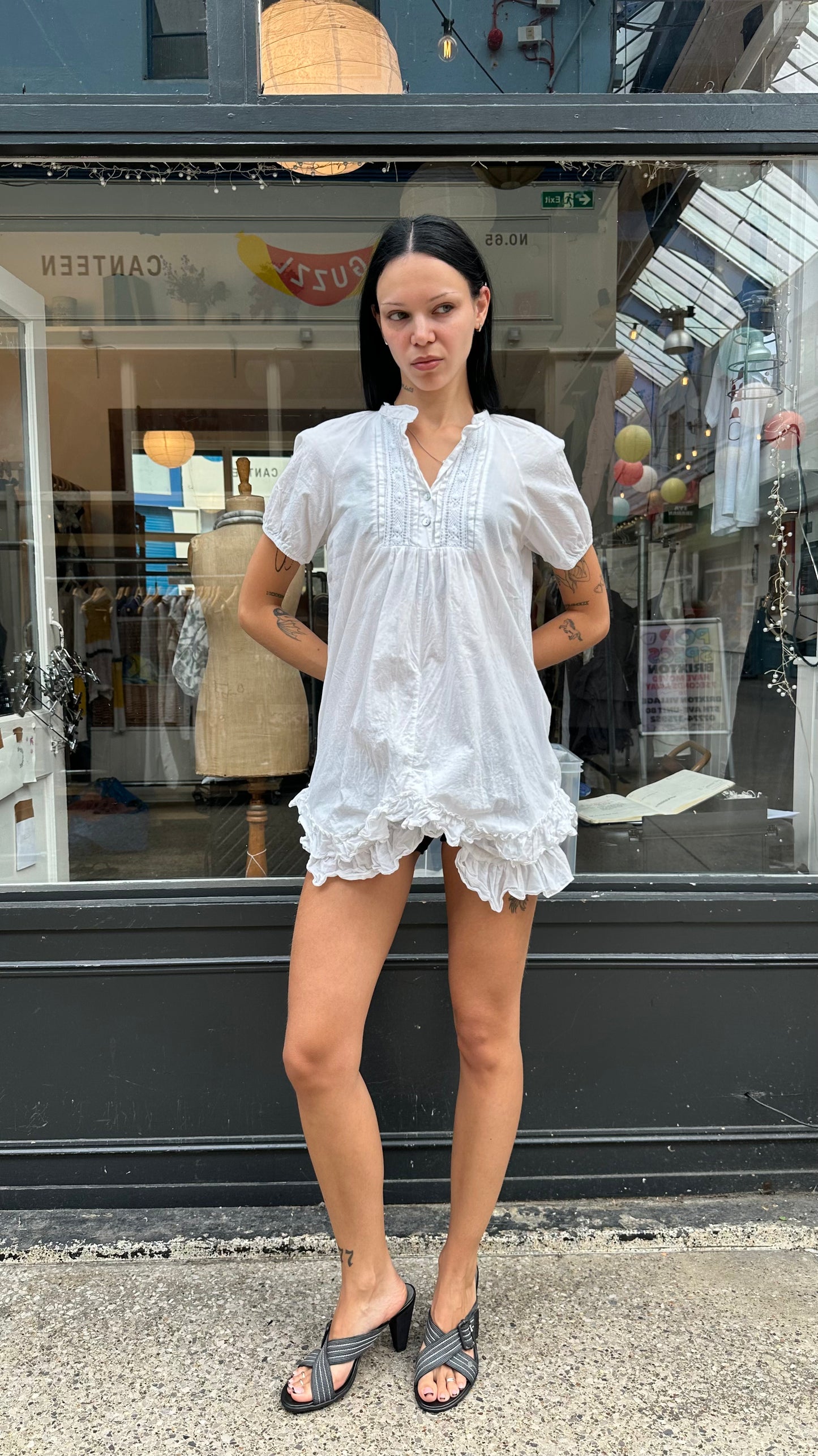 White 100% cotton babydoll dress