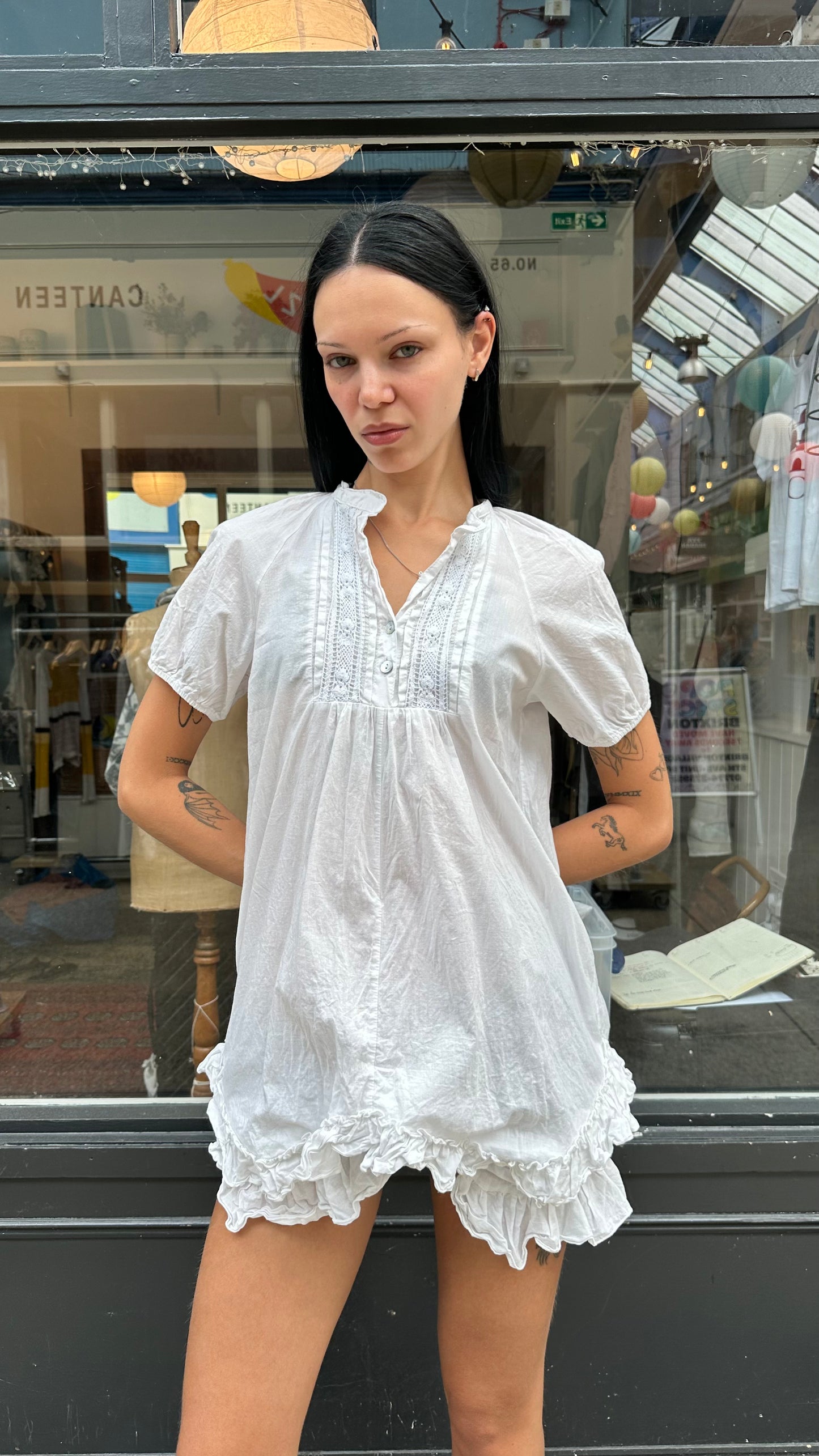 White 100% cotton babydoll dress