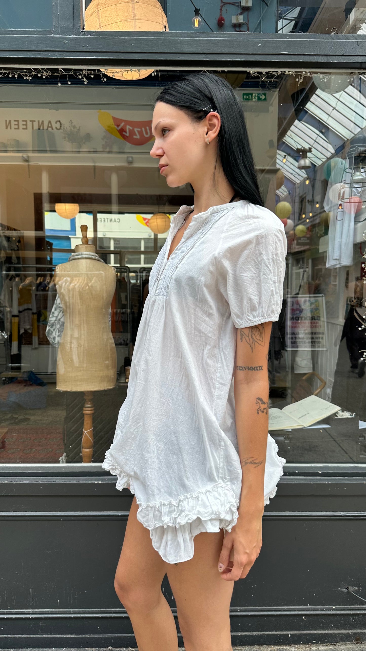 White 100% cotton babydoll dress