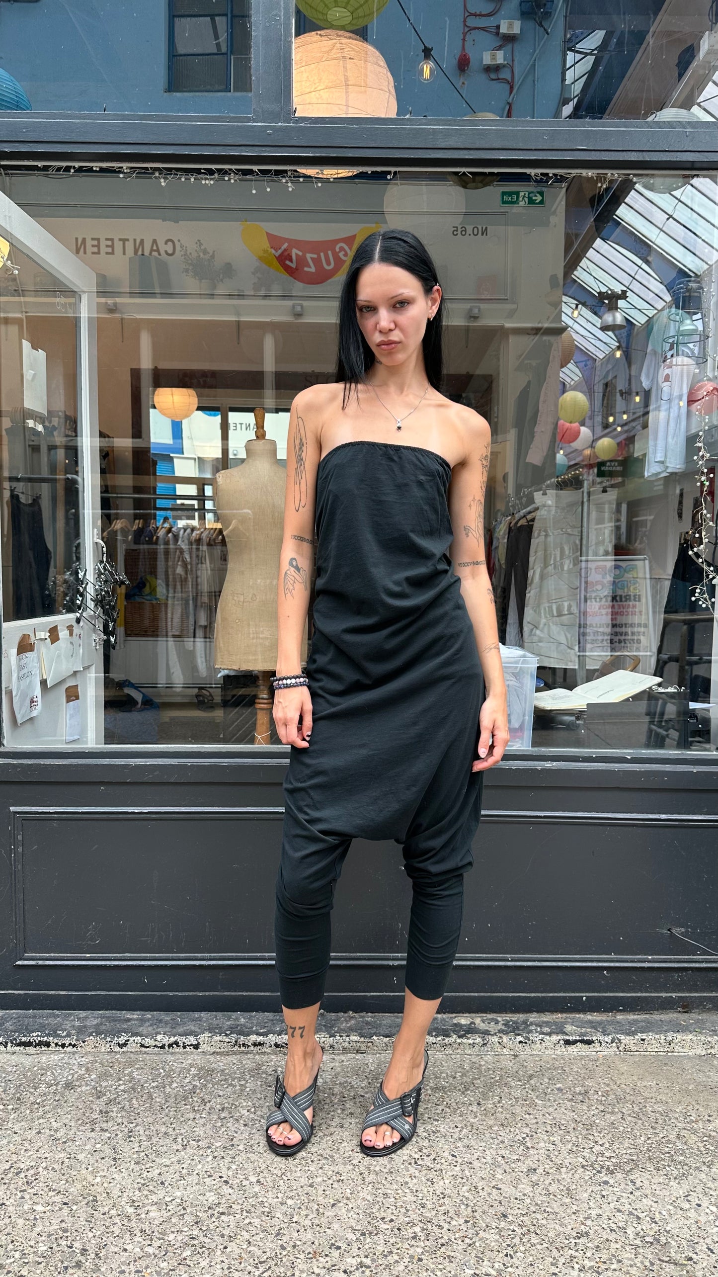 Black drop crotch jumpsuit