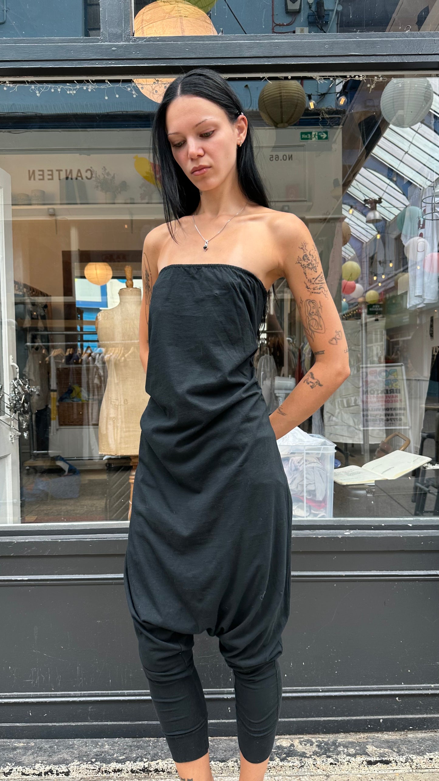 Black drop crotch jumpsuit