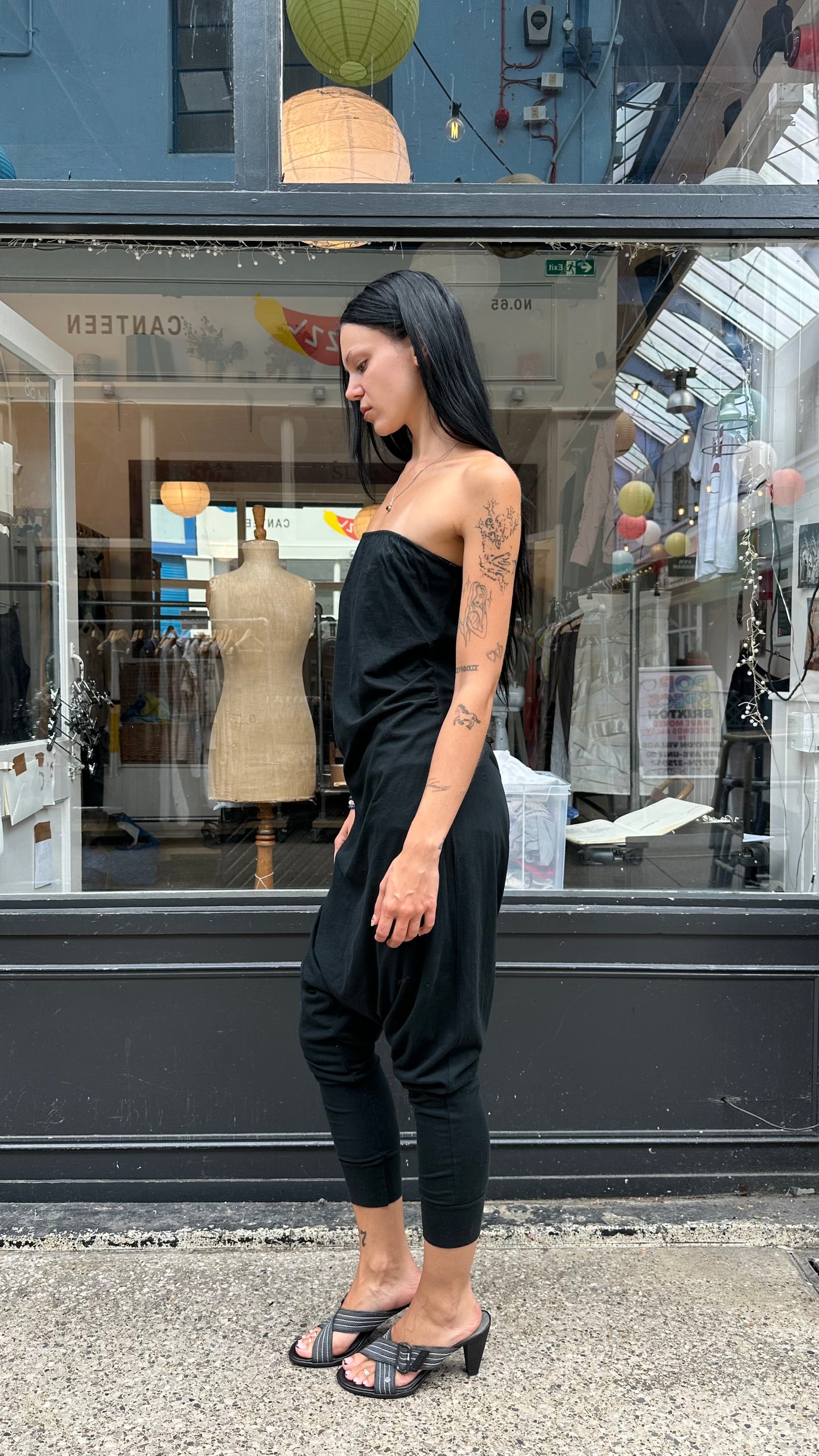 Black drop crotch jumpsuit
