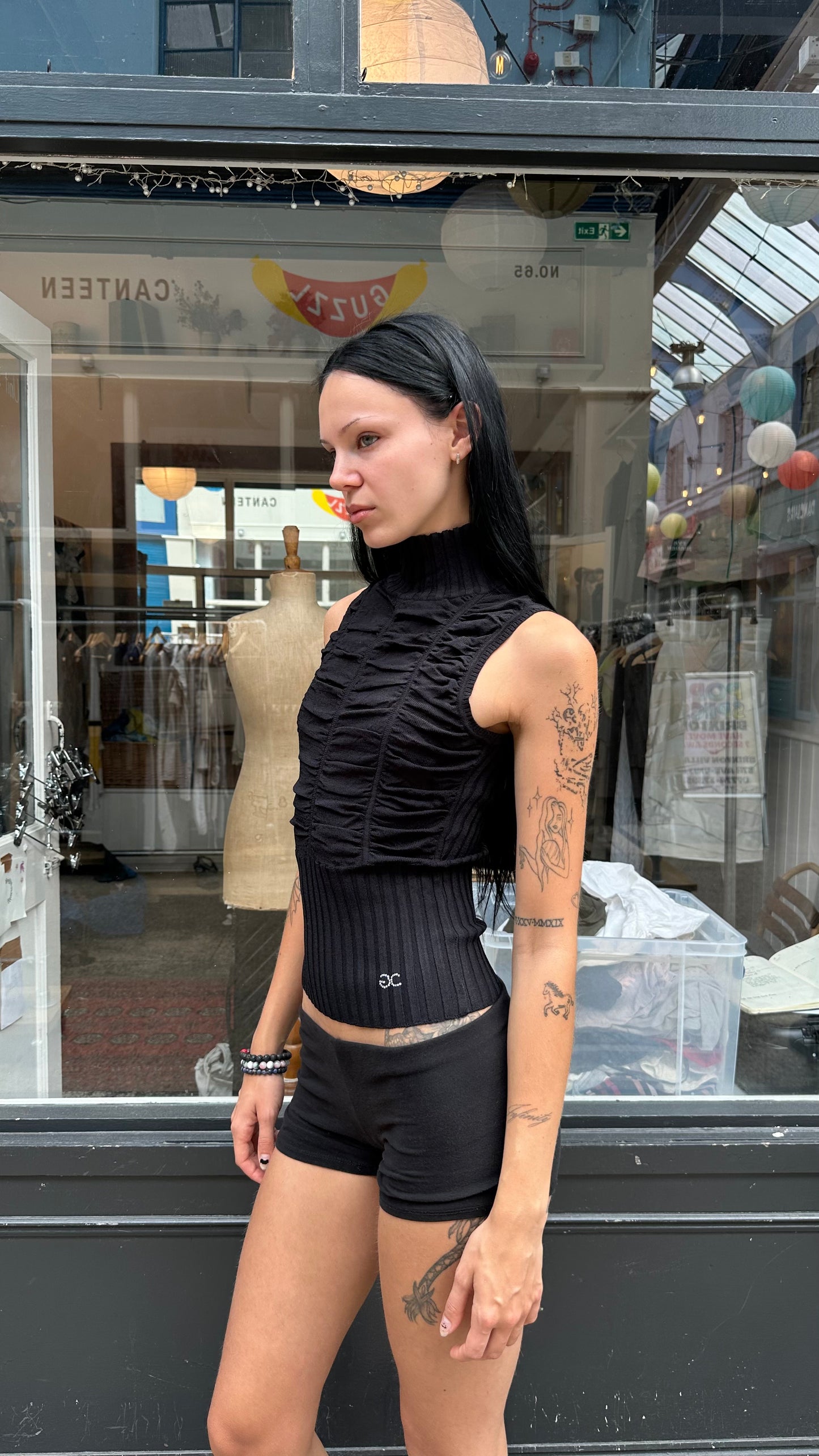 Black high neck tank