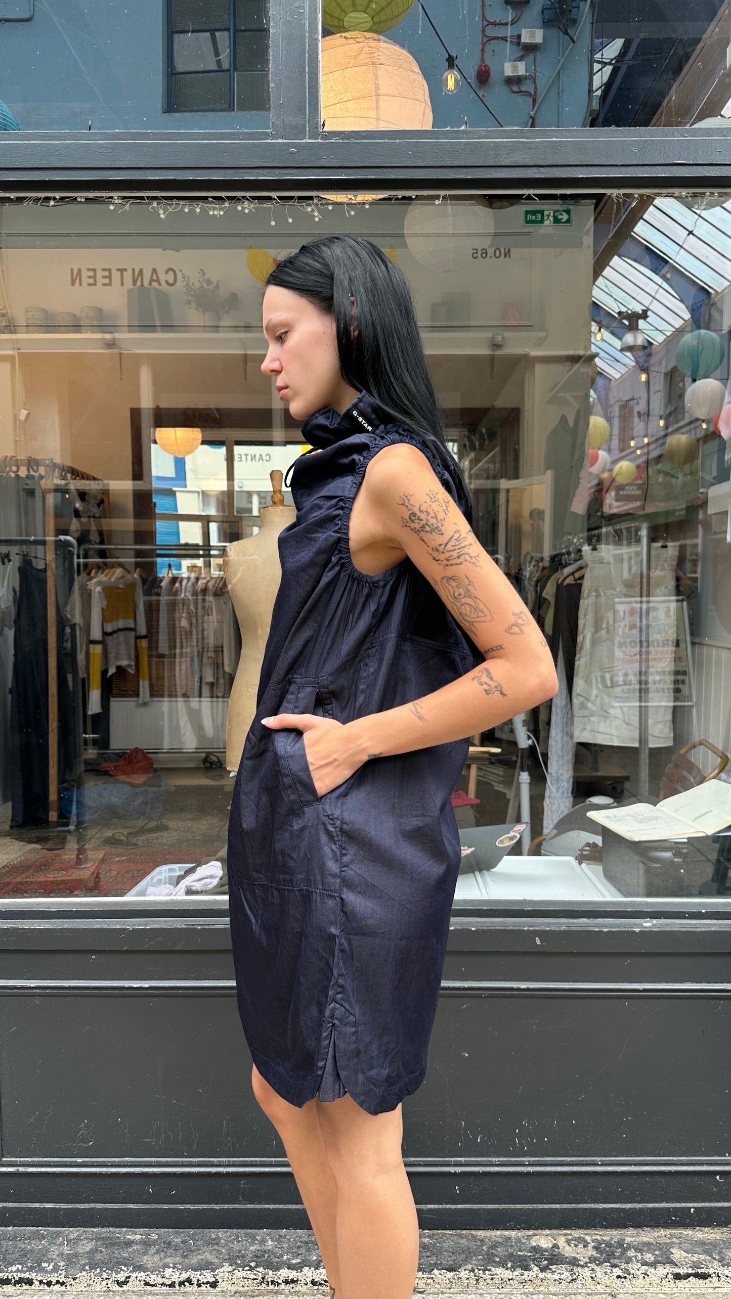 G star 100% cotton denim shift dress