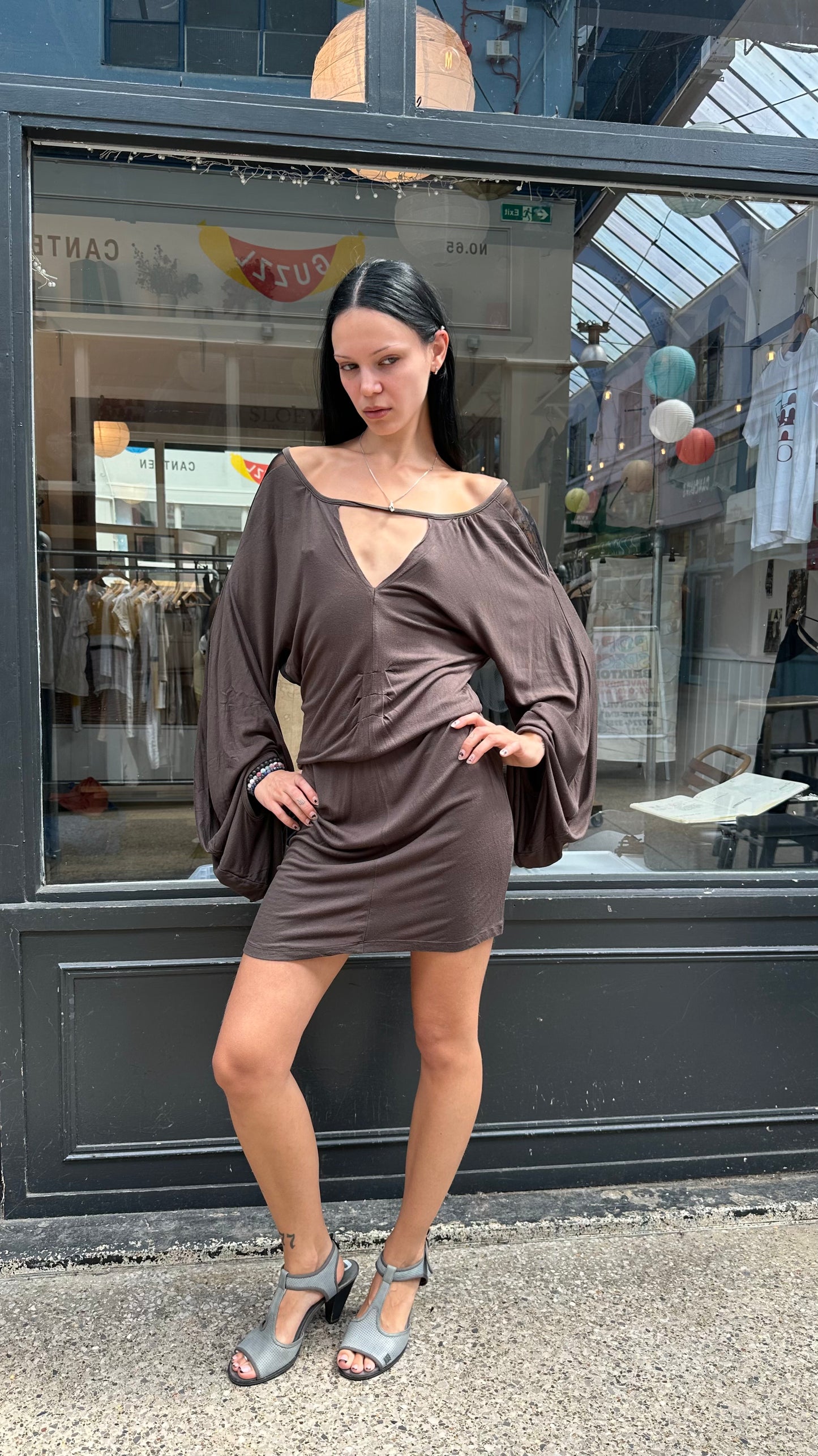 Khaki slouchy dress