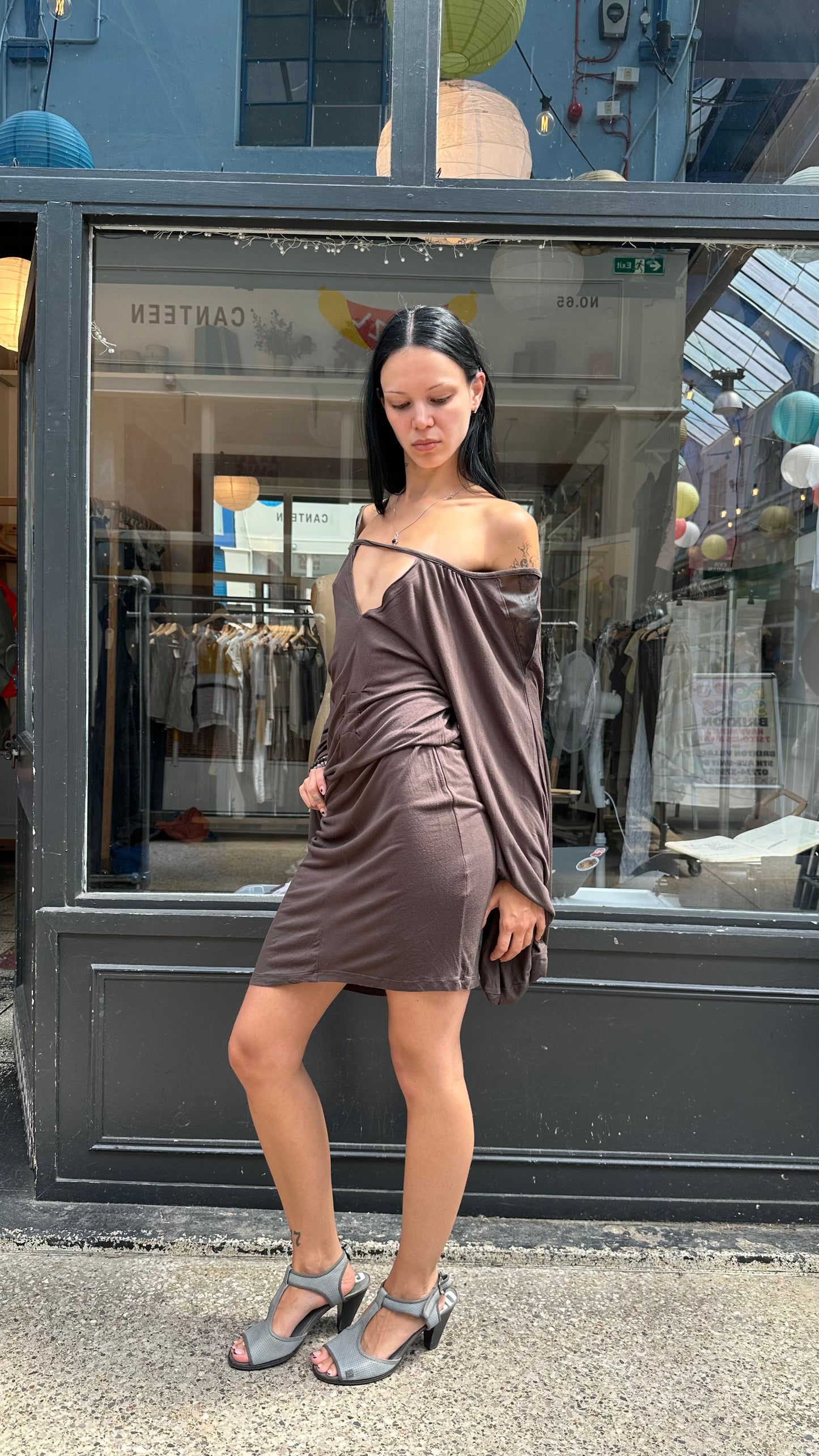 Khaki slouchy dress