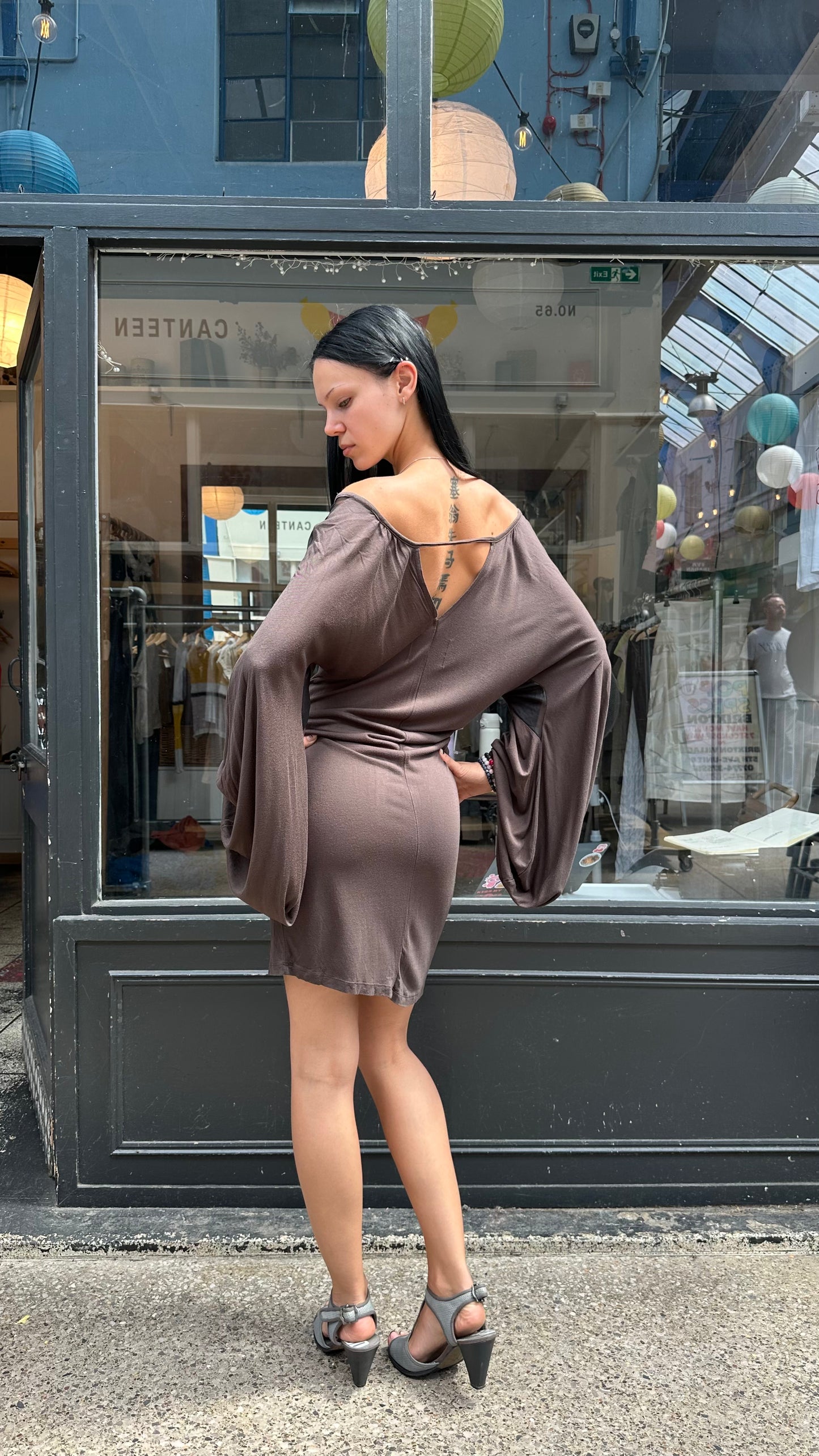 Khaki slouchy dress