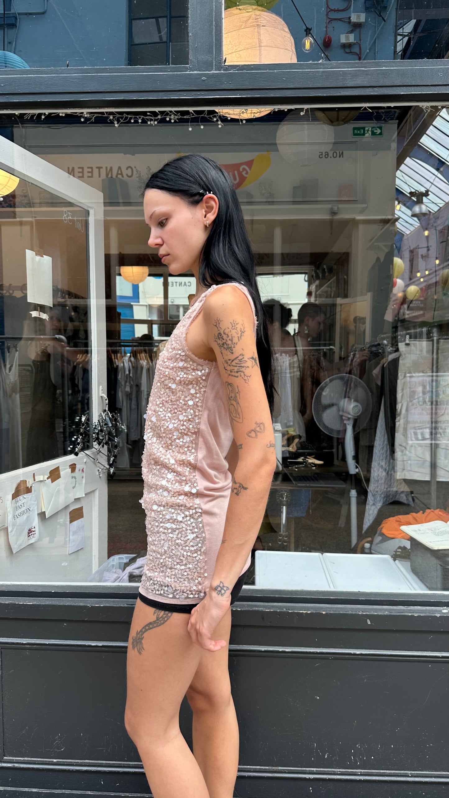 Baby pink sequin top
