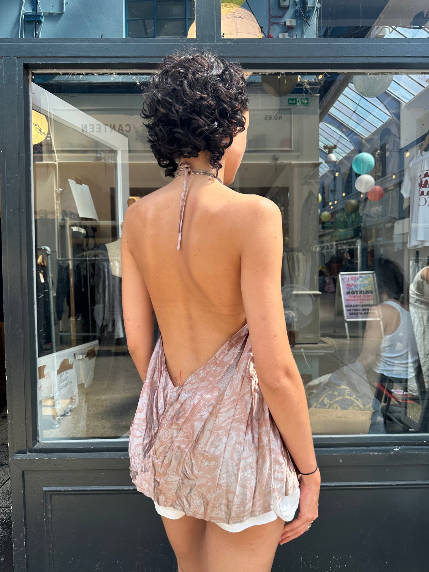 Pleated halter neck
