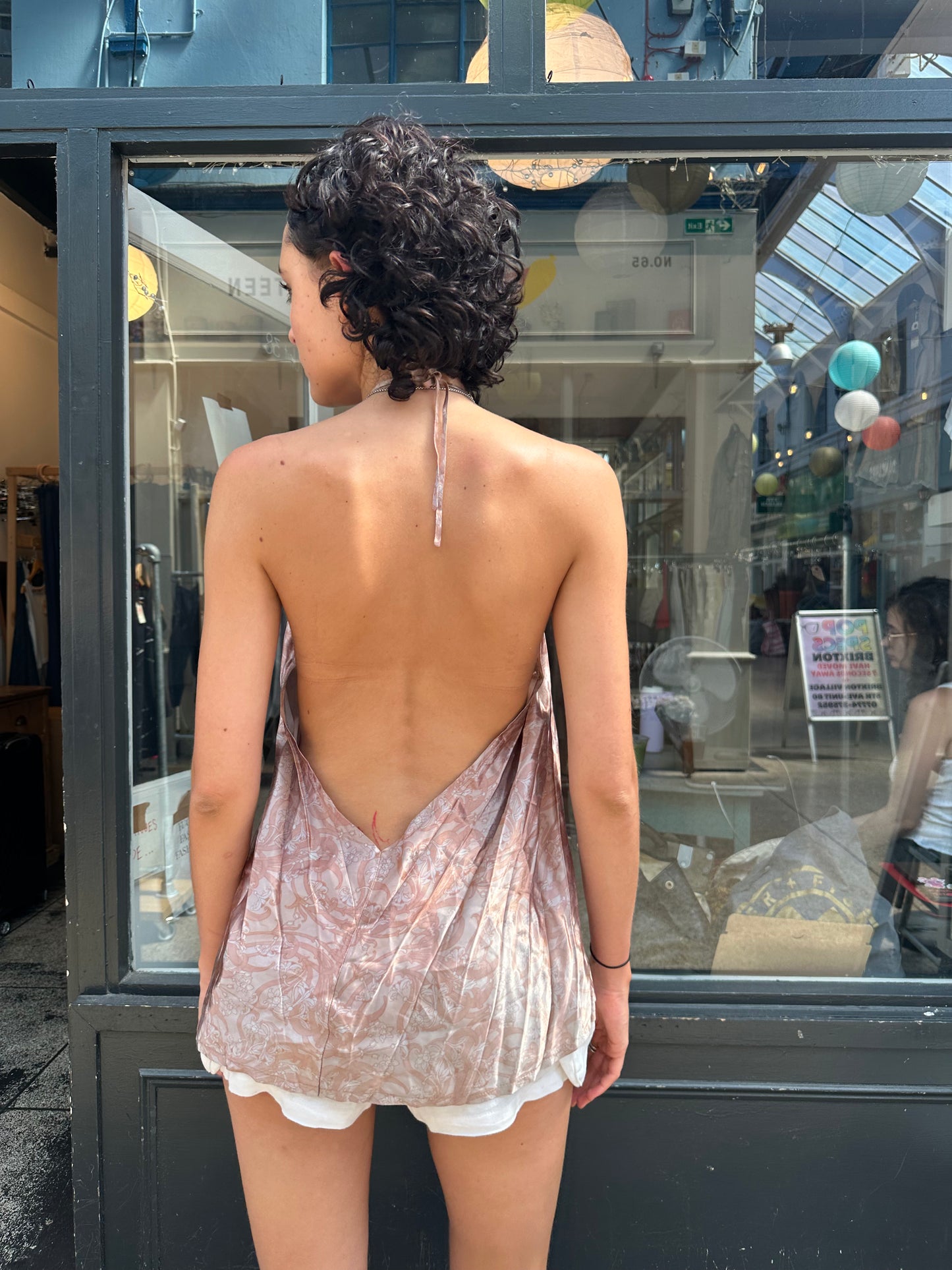 Pleated halter neck