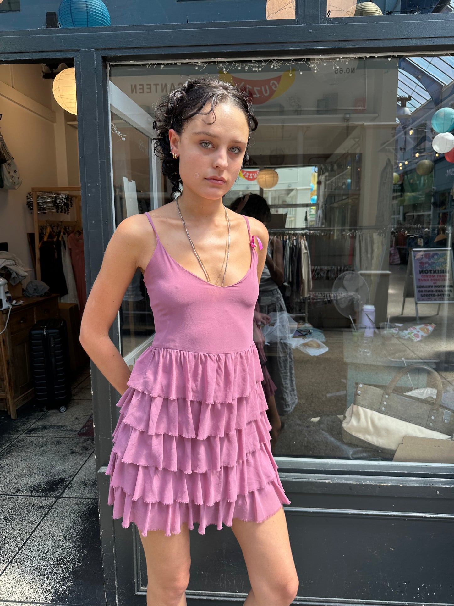 Fornarina pink mini baby doll dress