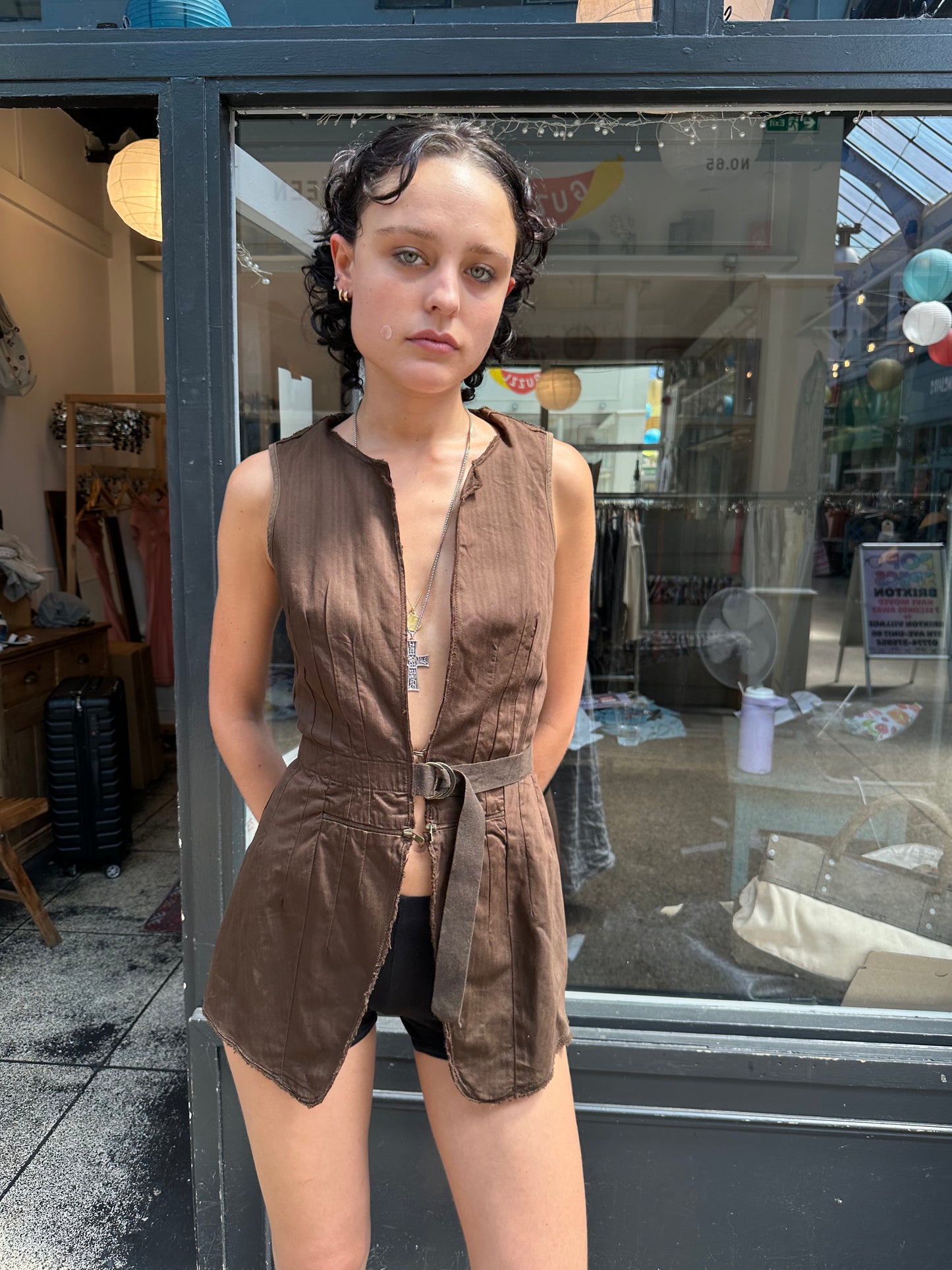 IKKS brown cotton wrap dress labelled 38