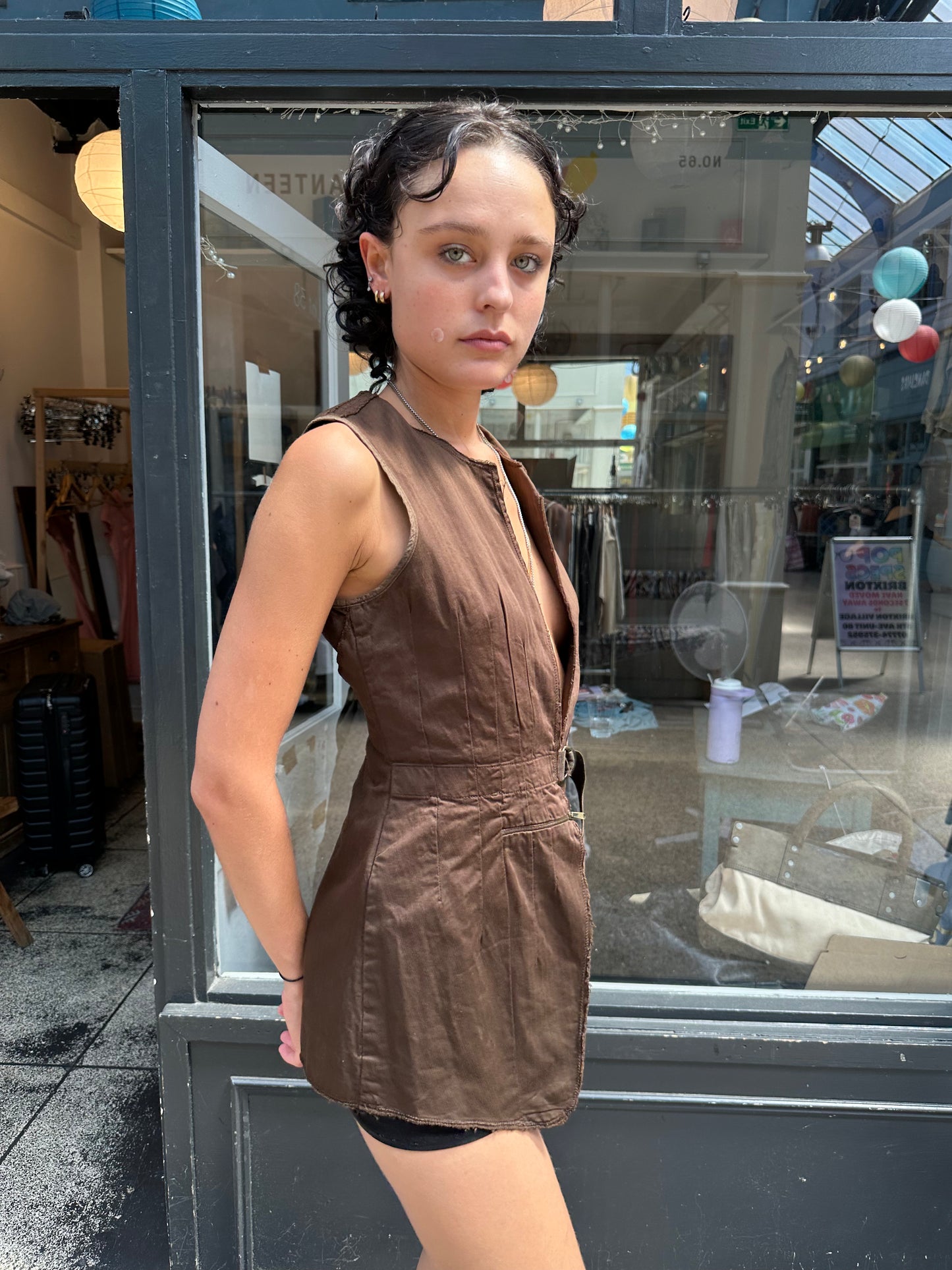 IKKS brown cotton wrap dress labelled 38