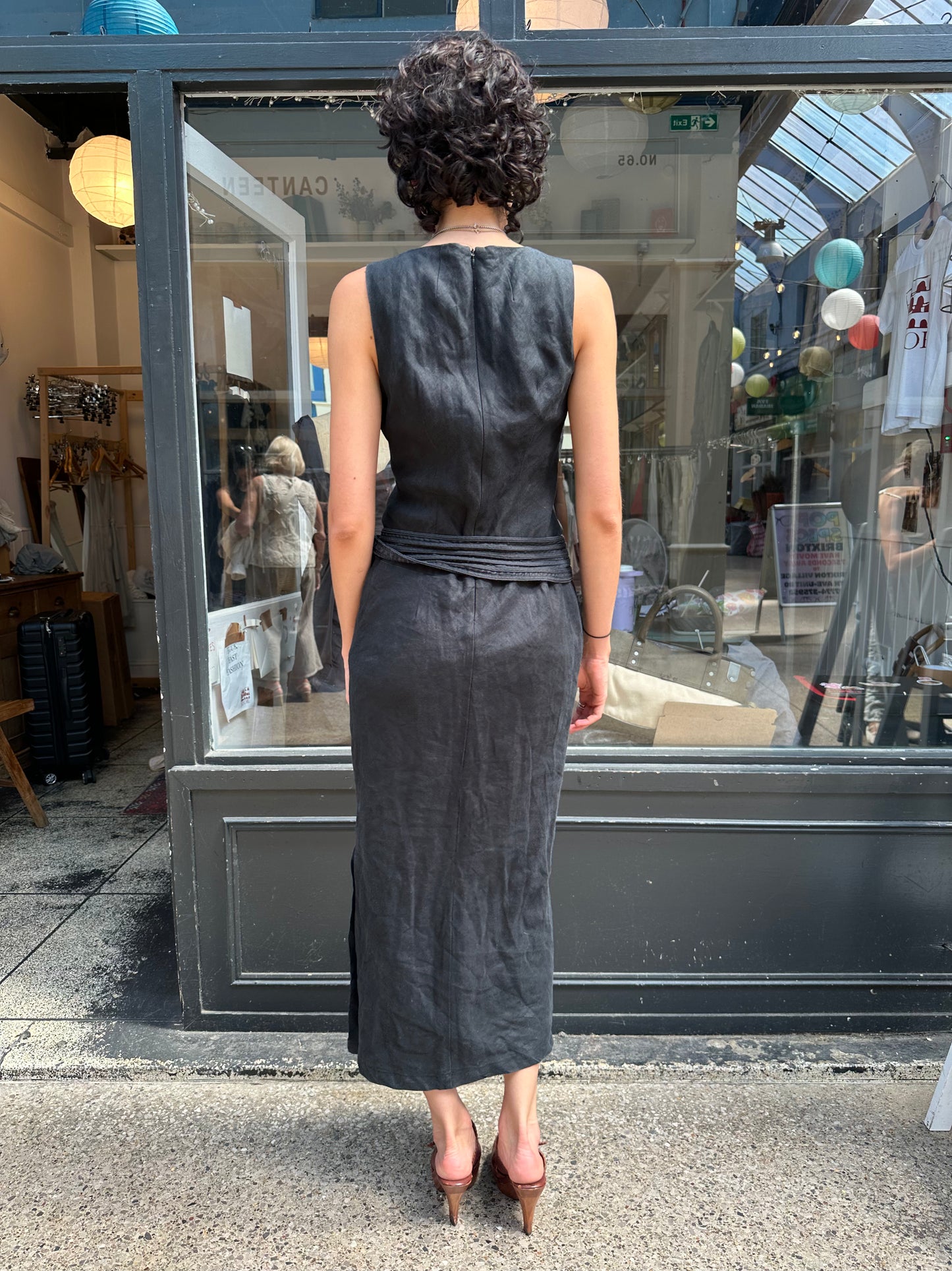 Black linen maxi dress