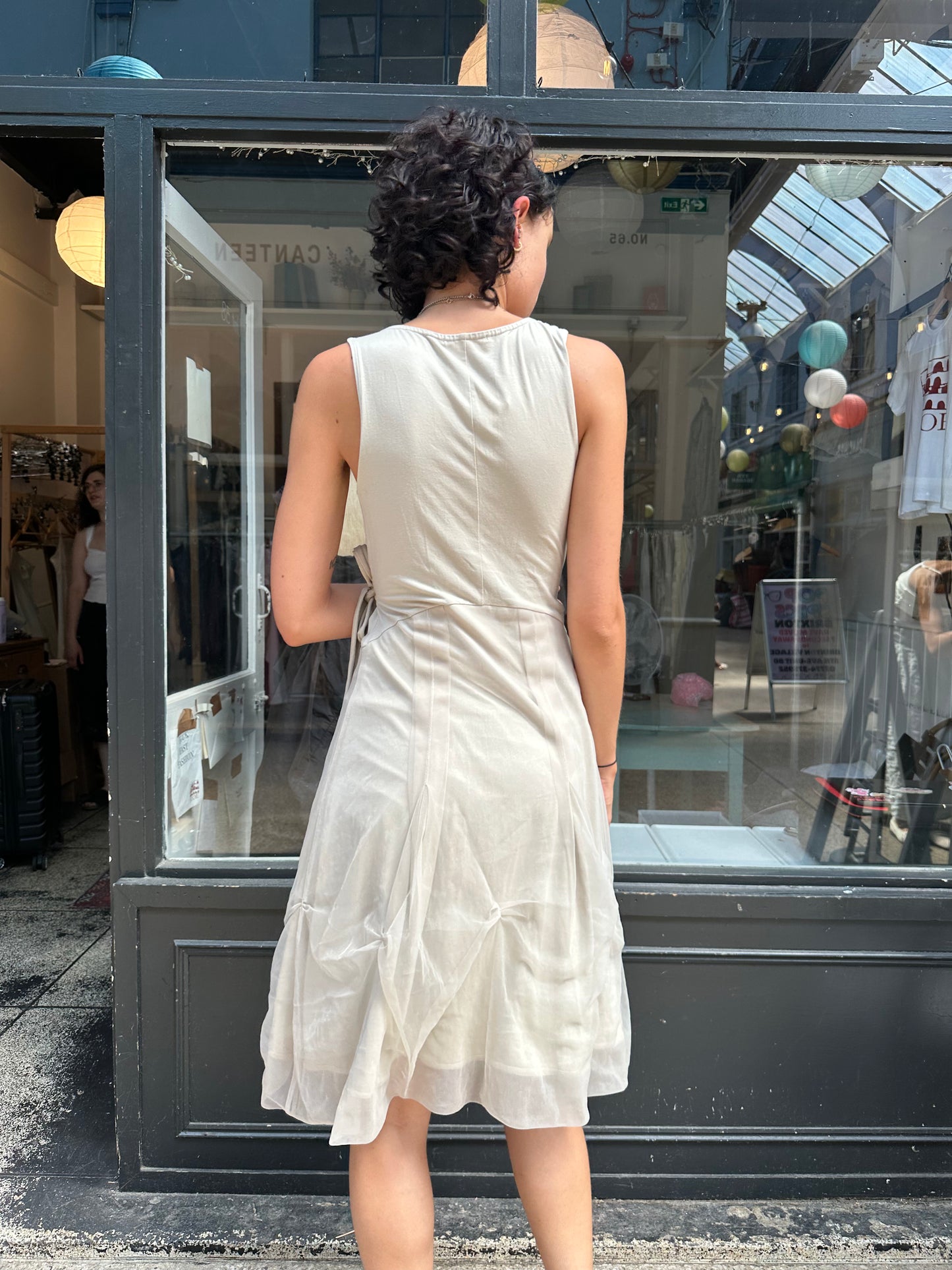 cream wrap dress