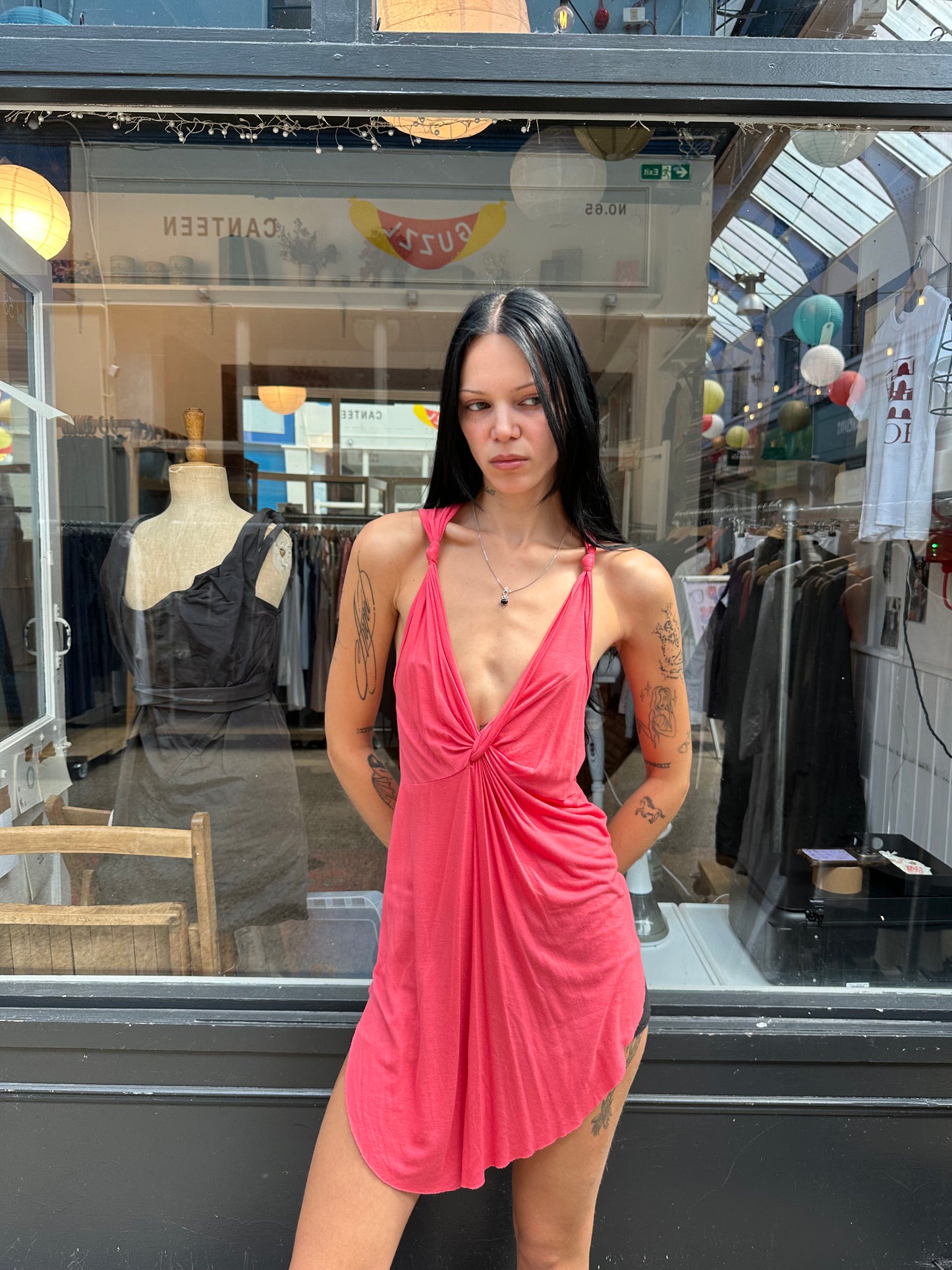 Coral cami top with twist front