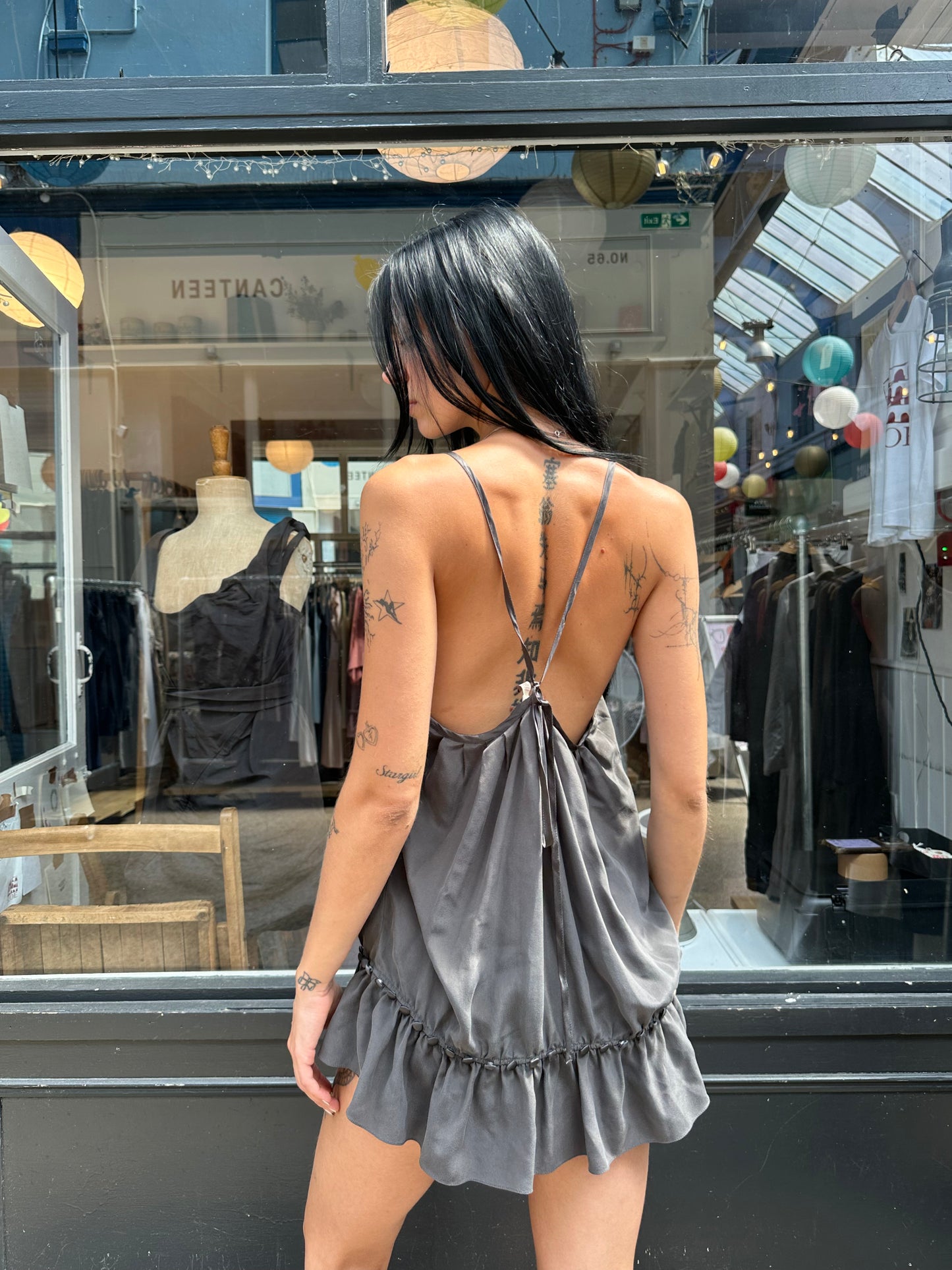 Silk camisole with tiny buttons