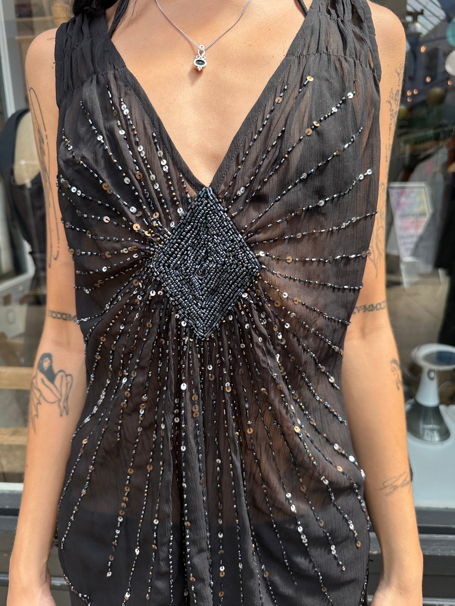 Sheer beaded top