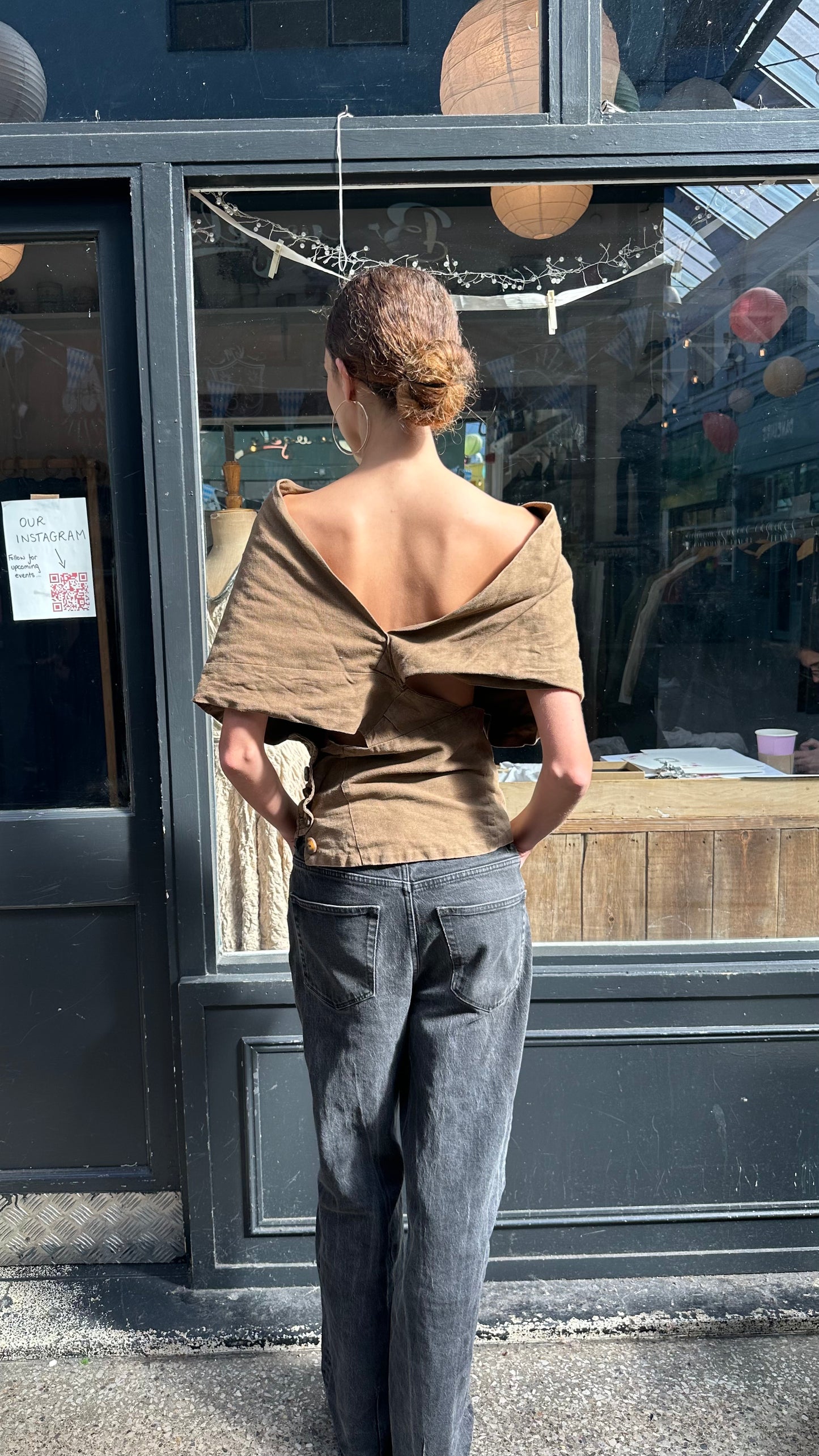 Linen assymetric top