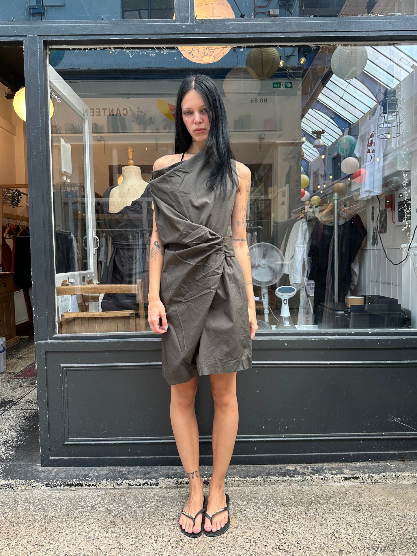 ALL SAINTS khaki cotton shift dress