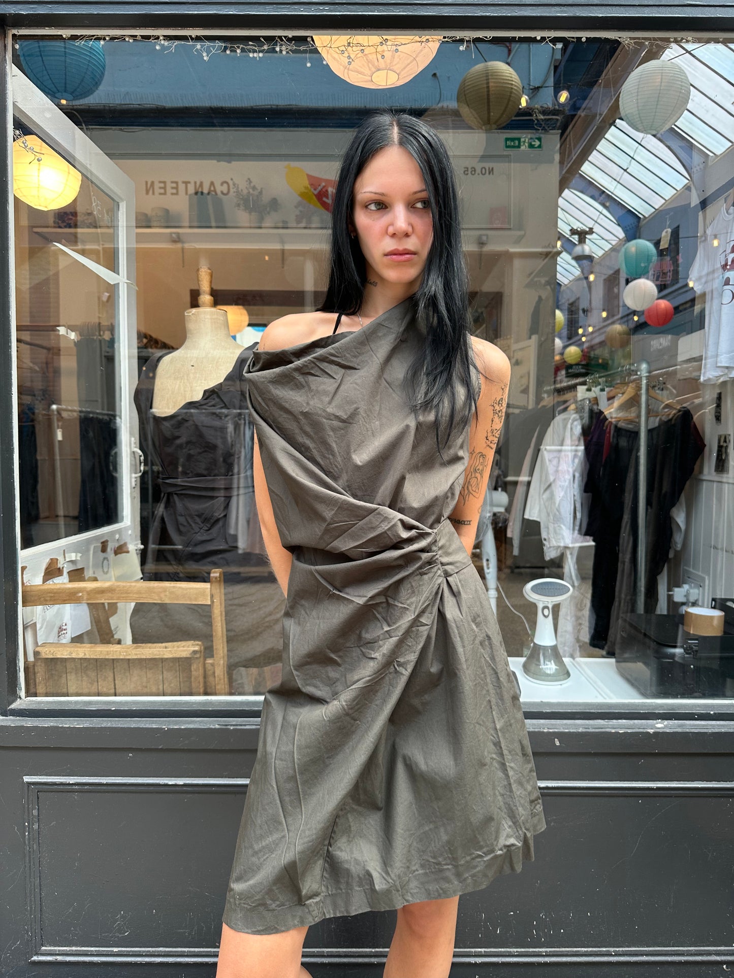 ALL SAINTS khaki cotton shift dress