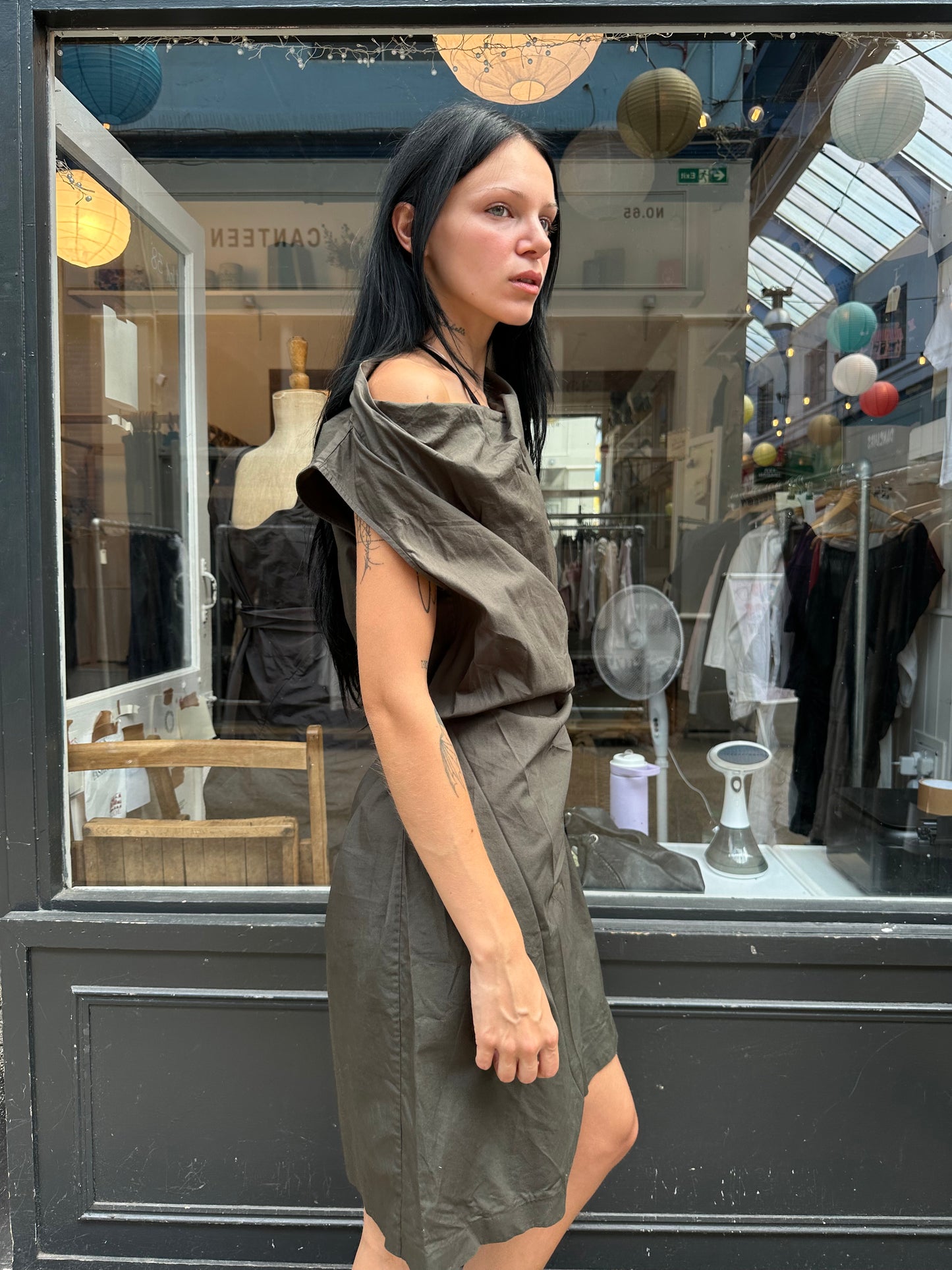 ALL SAINTS khaki cotton shift dress