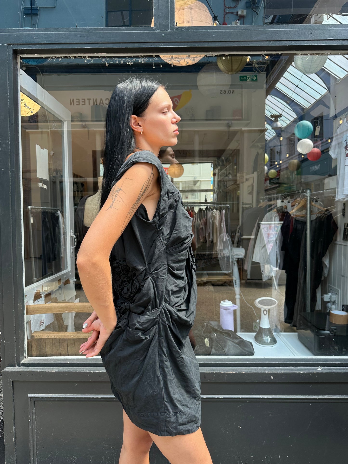 ALL SAINTS structured dress with rosettes