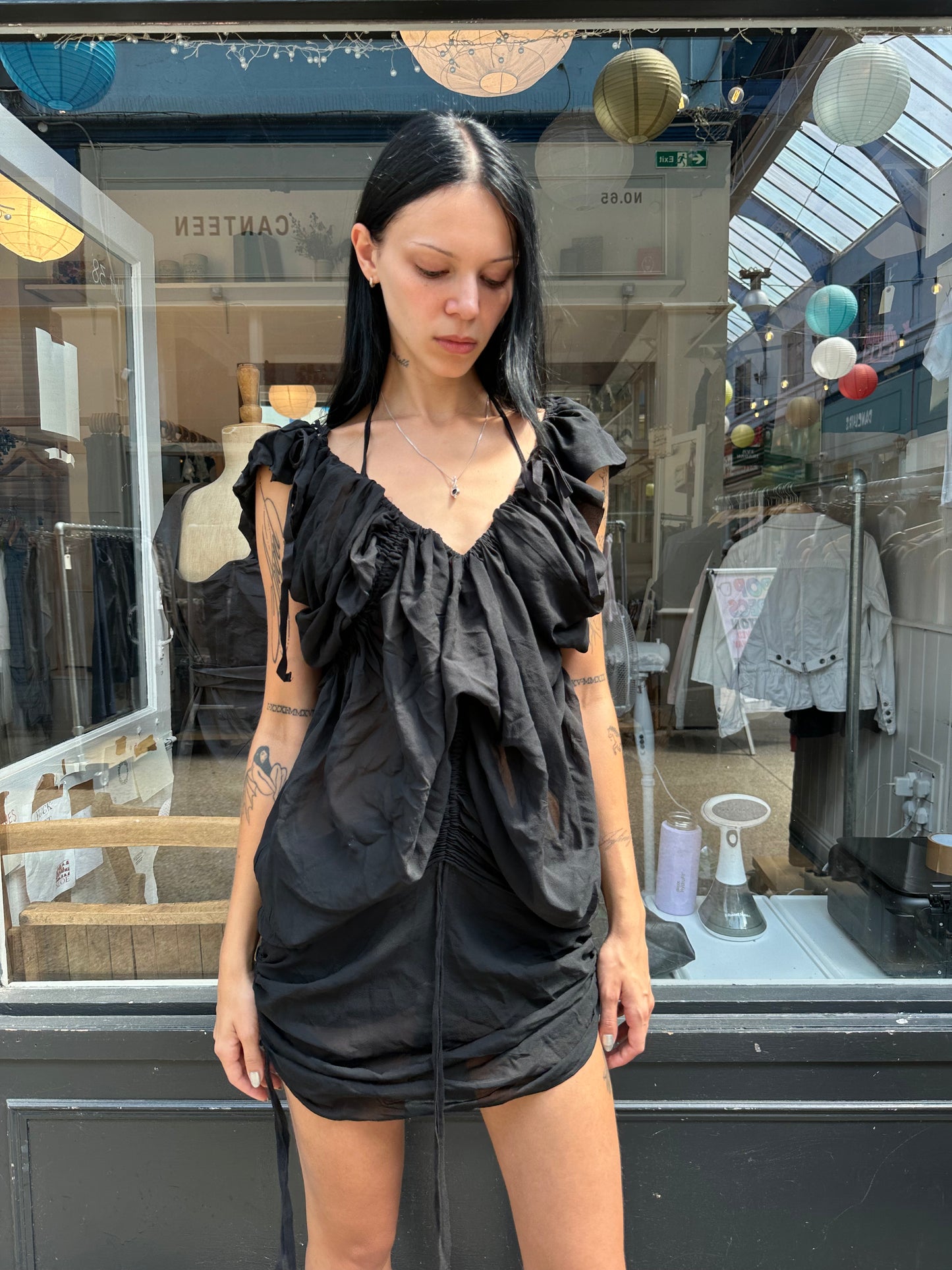 ALL SAINTS sheer drawstring dress