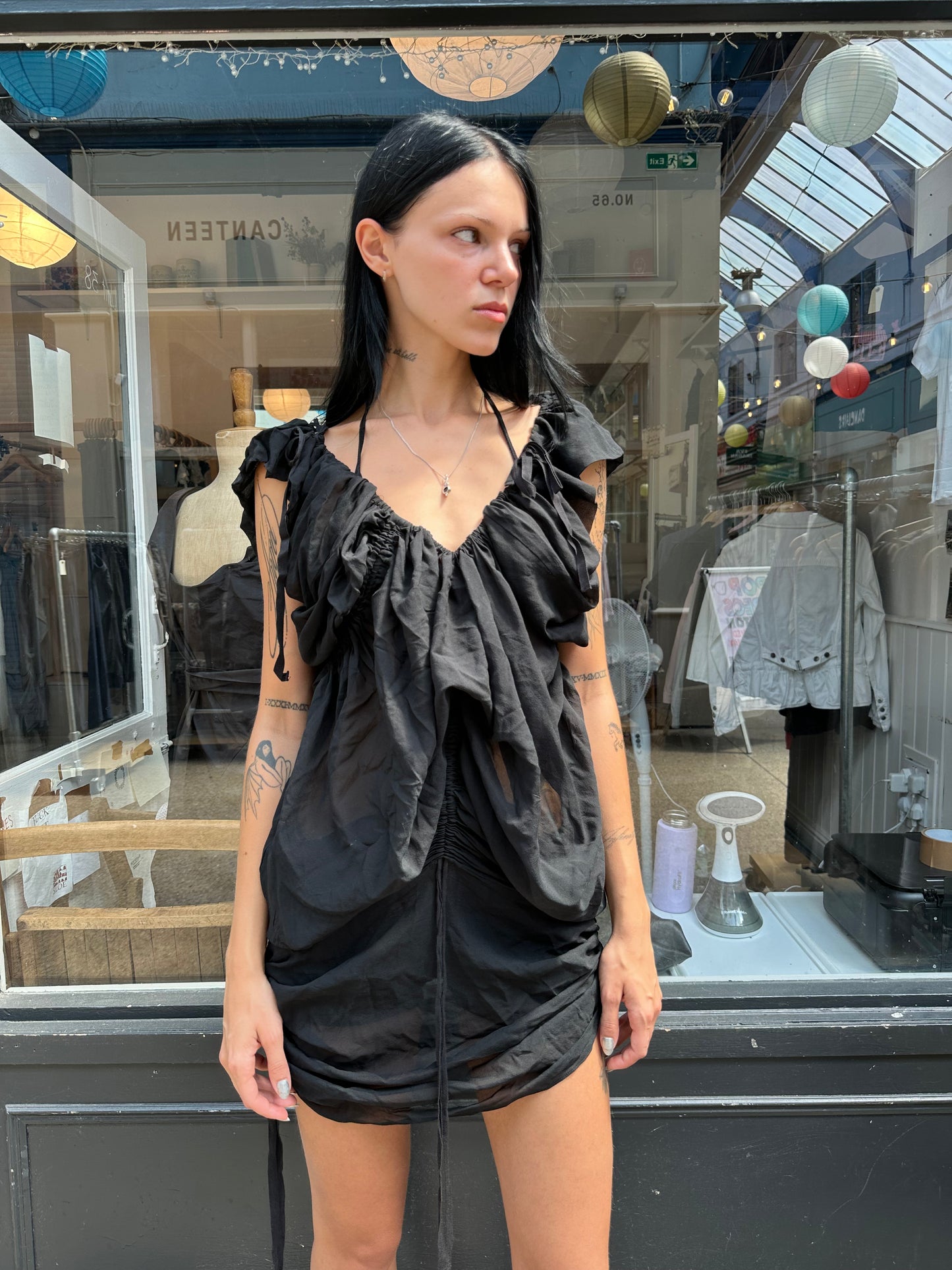 ALL SAINTS sheer drawstring dress